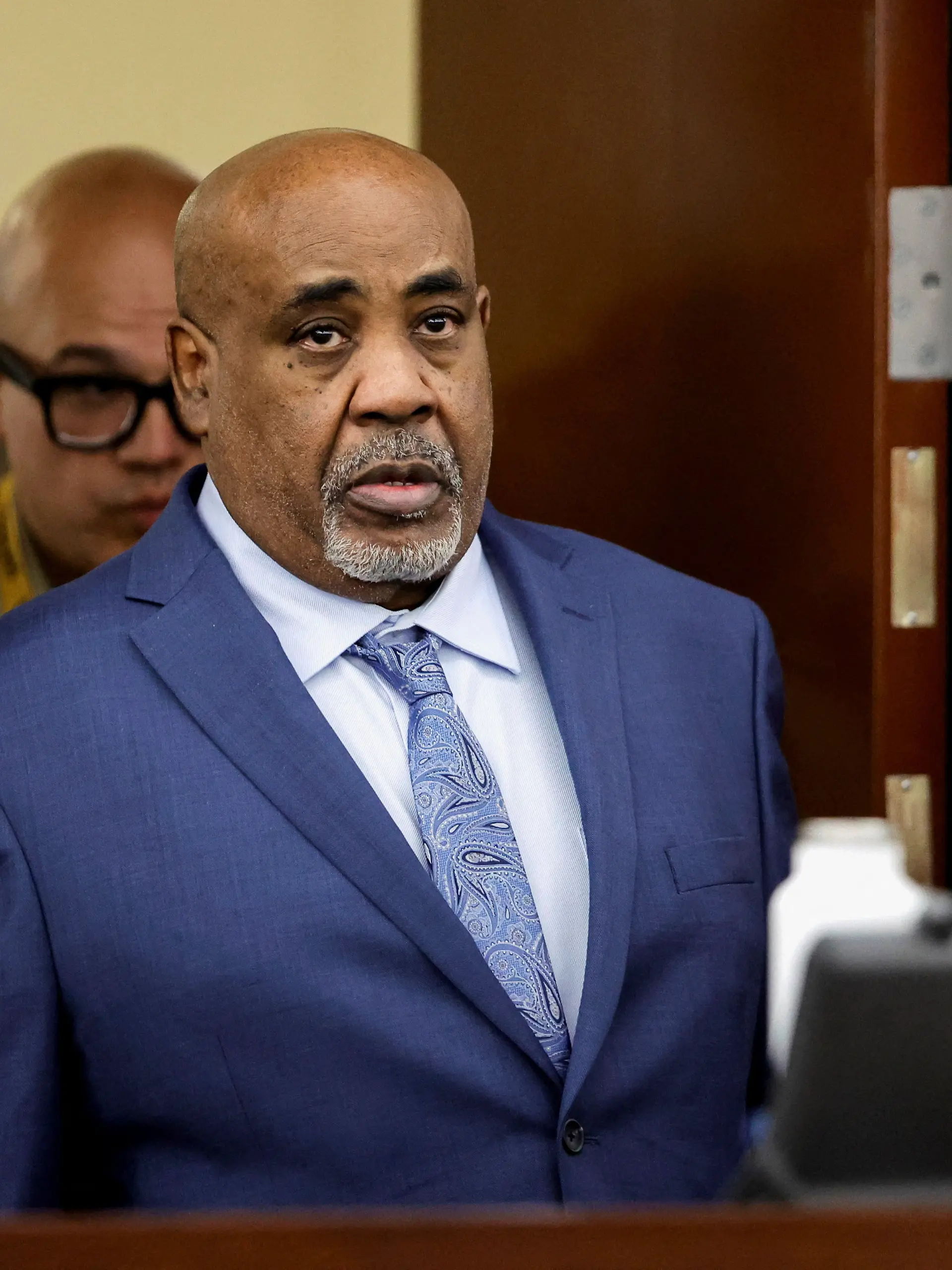 Duane Davis enters the courtroom after a break in his murder trial, related to the 1996 killing of rapper Tupac Shakur, at Clark County District Court Regional Justice Center in Las Vegas, Nevada, U.S., Monday, August 17, 2026. REUTERS/Steve Marcus/Pool