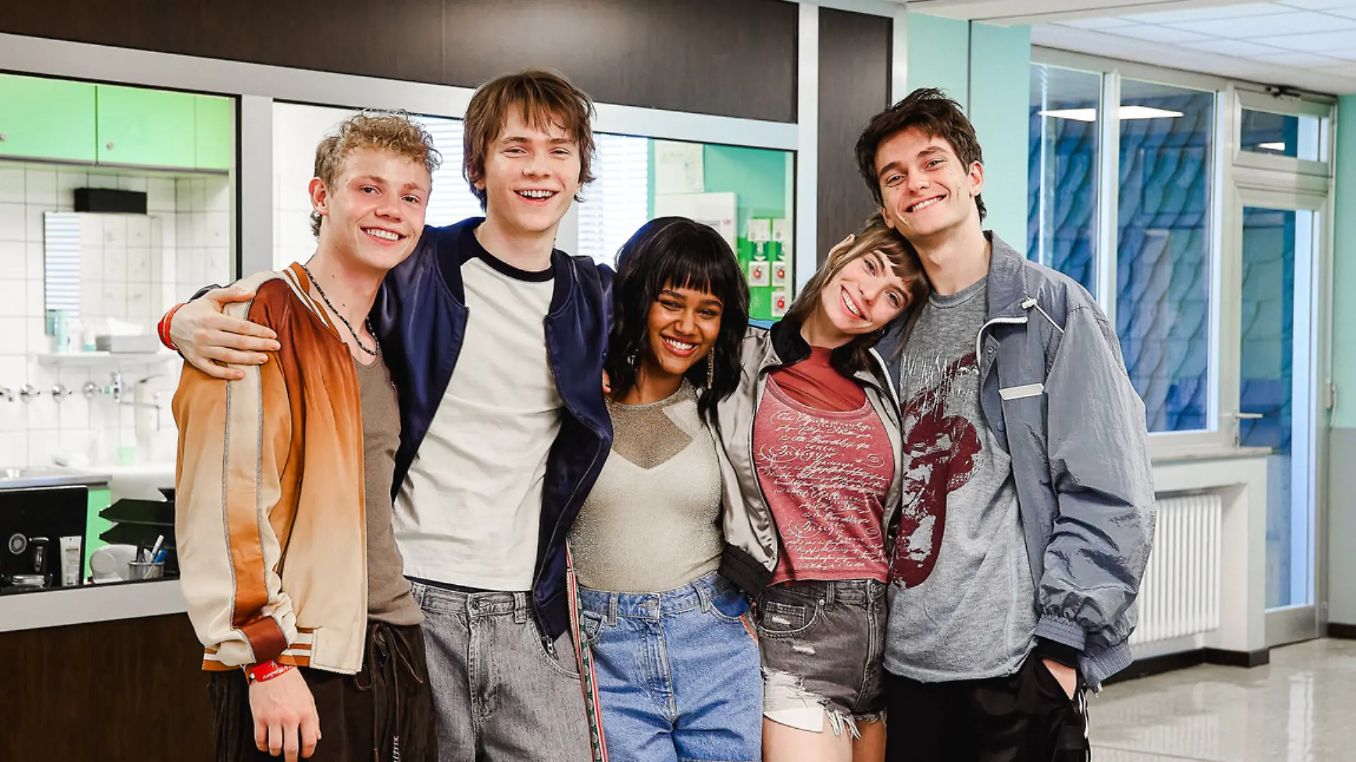 Die neue „Club der roten Bänder”-Generation: Philipp (Jona Levin Nicolai), Yannik (Yoran Leicher), Nora (Mariama Jobe), Charlie (Greta Krämer) und Elias (Voicu Dumitras).