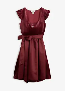 Bonprix Dirndl und Schürze (2-tlg.Set), Samtoptik, Dunkelrot