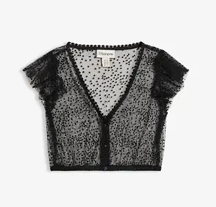 Bonprix Dirndlbluse, Mesh mit Polka-Dots, Schwarz oder Weiß