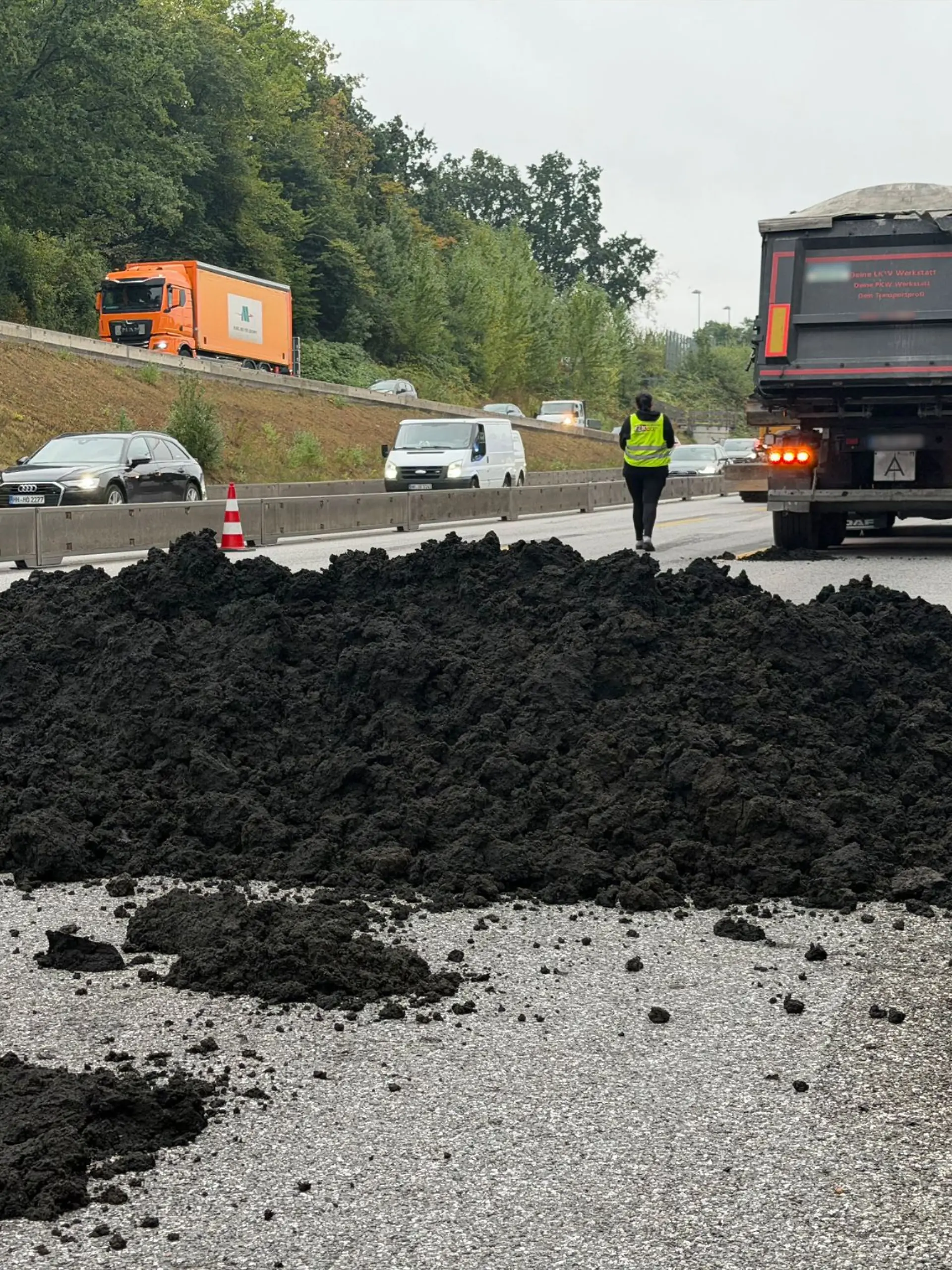Bild zu: "Laster verliert tonnenweise Klärschlamm"