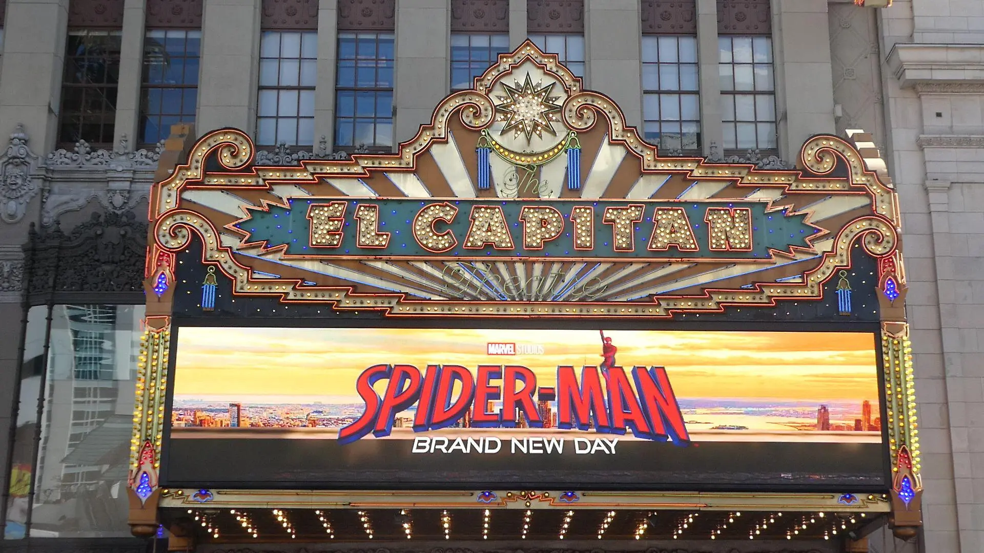 Los Angeles, California, USA 15th August 2026 Spider-Man Brand New Day Marquee at El Capitan Theatre on Hollywood Blvd on August 15, 2026 in Los Angeles, California, USA. Photo by Barry King/Alamy Stock Photo