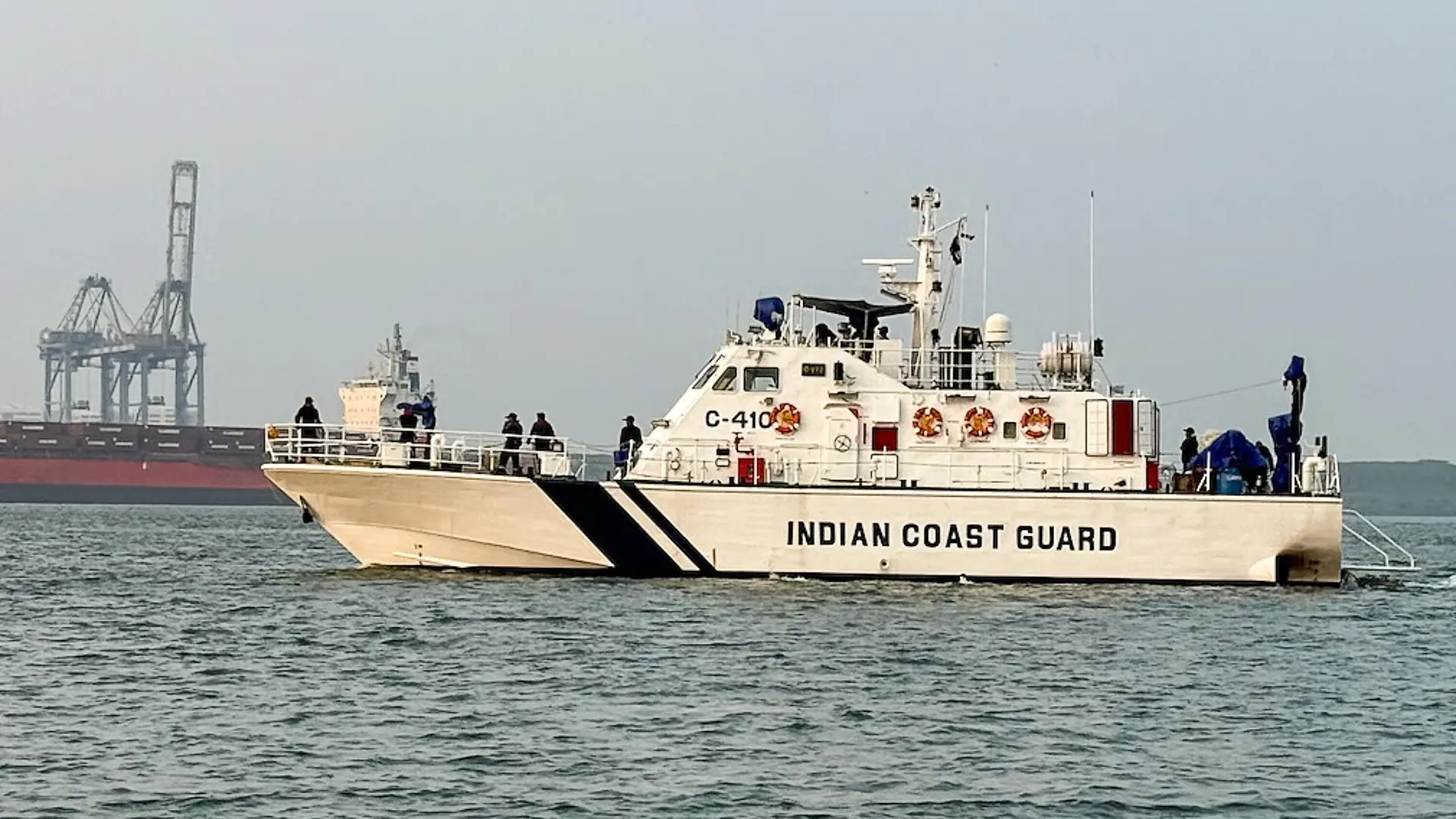 Indian Coast Guard ships are stationed near the historic harbor Fort Kochi, Kerala, India on Dec. 30, 2025. The Coast Guard plays a vital role in maritime security, search and rescue operations, and the protection of Indias coastal waters. (Photo by Samuel Rigelhaupt/Sipa USA)