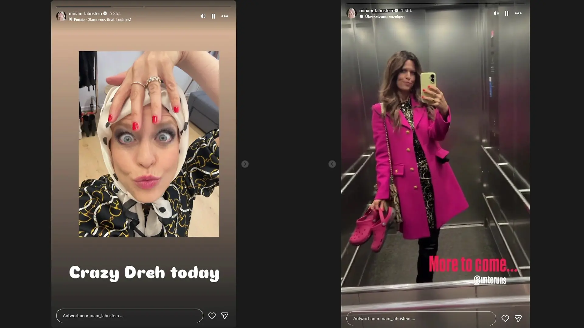 In ihrer Instagram-Story zeigt Schauspielerin Miriam Lahnstein Eindrücke von der besonderen Verwandlung.