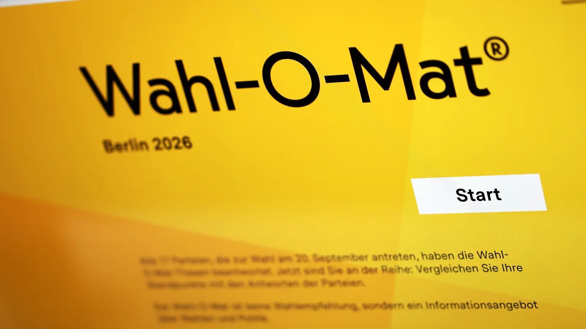 Berlin, 24.08.2026. Das Online-Informationsangebot Wahl-O-Mat für die Berlin-Wahl am 20. September ist seit heute online. Wähler:innen können das interaktive Tool der Bundeszentrale für politische Bildung (BPB) und Berliner Landeszentrale für politische Bildung nutzen, um ihre politische Haltung mit den Programmen der Parteien abzugleichen.