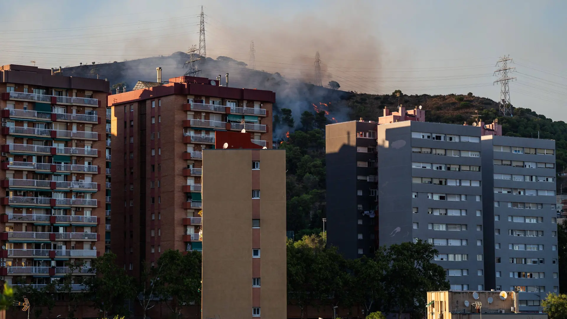 Wildfire Rages in Collserola. BARCELONA, SPAIN - AUGUST 25, 2026. Firefighters battle a devastating wildfire that has scorched dozens of hectares in Collserola Natural Park, prompting the precautionary evacuation of the Can Masdeu social center and several residential homes in the Torre Baro neighborhood. Barcelona Spain Copyright: x xMarcxAsensioxClupesx/xJNAxPressx