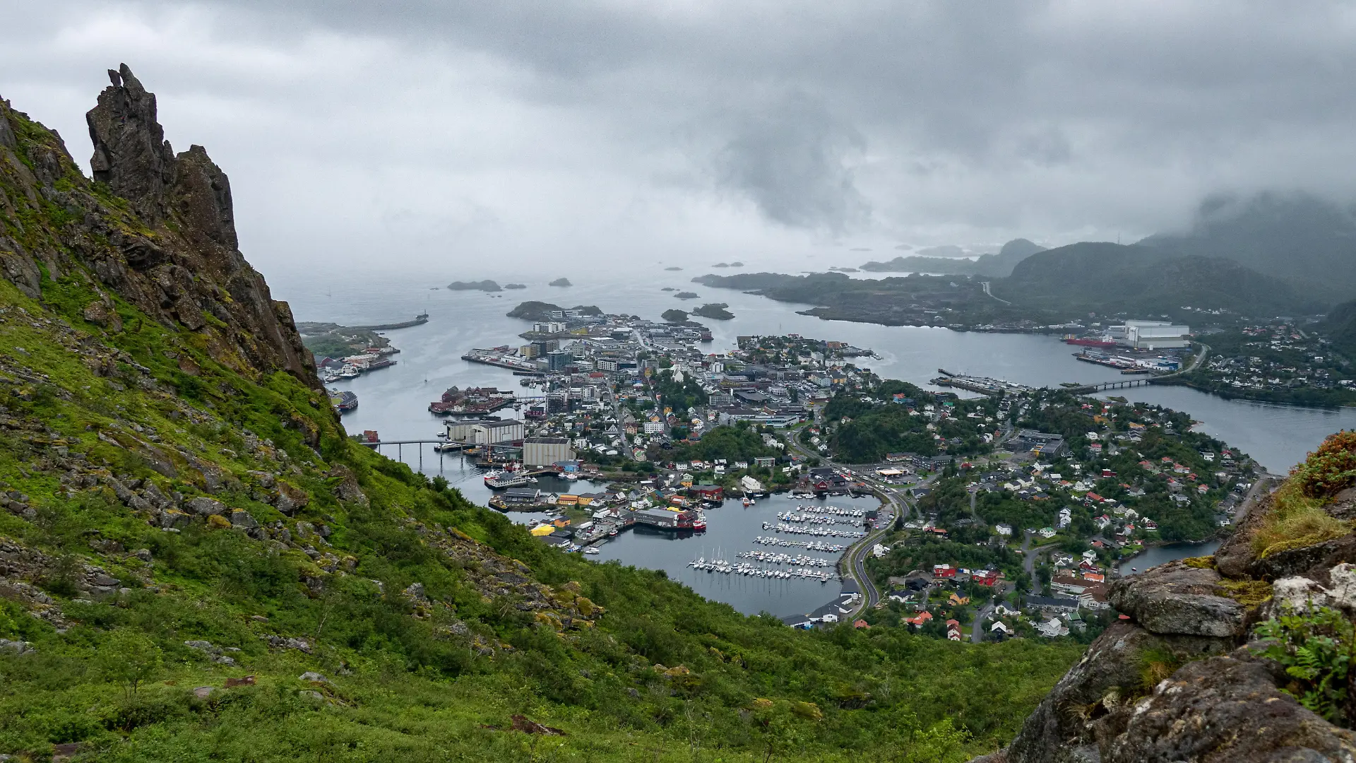 View of Floya mountain Svolvaer, Lofoten Islands, Norway in Europe