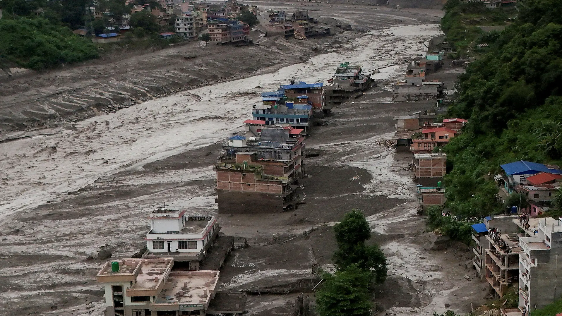 A drove view of mud covered properties following a flash flood at Trishuli in Nuwakot district, Nepal, August 26, 2026. REUTERS/Navesh Chitrakar TPX IMAGES OF THE DAY