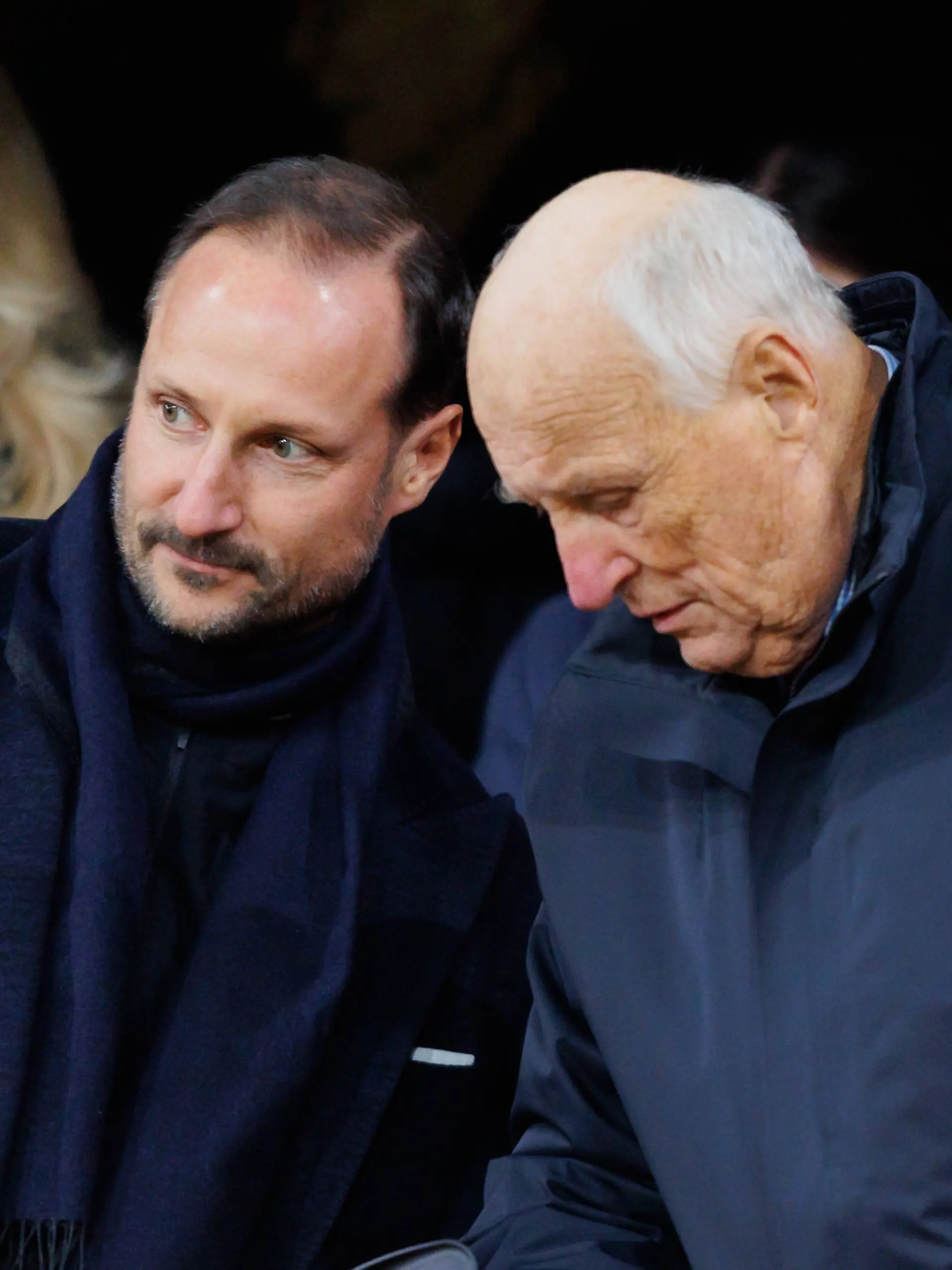 Norway v Estonia, 2026 World Cup qualification, Oslo, Norway Oslo, Norway. 13th, November 2025. Haakon, Crown Prince of Norway seen with Harald V, King of Norway, at the 2026 World Cup qualification match between Norway and Estonia at Ullevaal Stadion in Oslo. Norway, Oslo PUBLICATIONxNOTxINxDENxNORxFINxBEL Copyright: xGonzalesxPhoto/KetilxMartinsenx