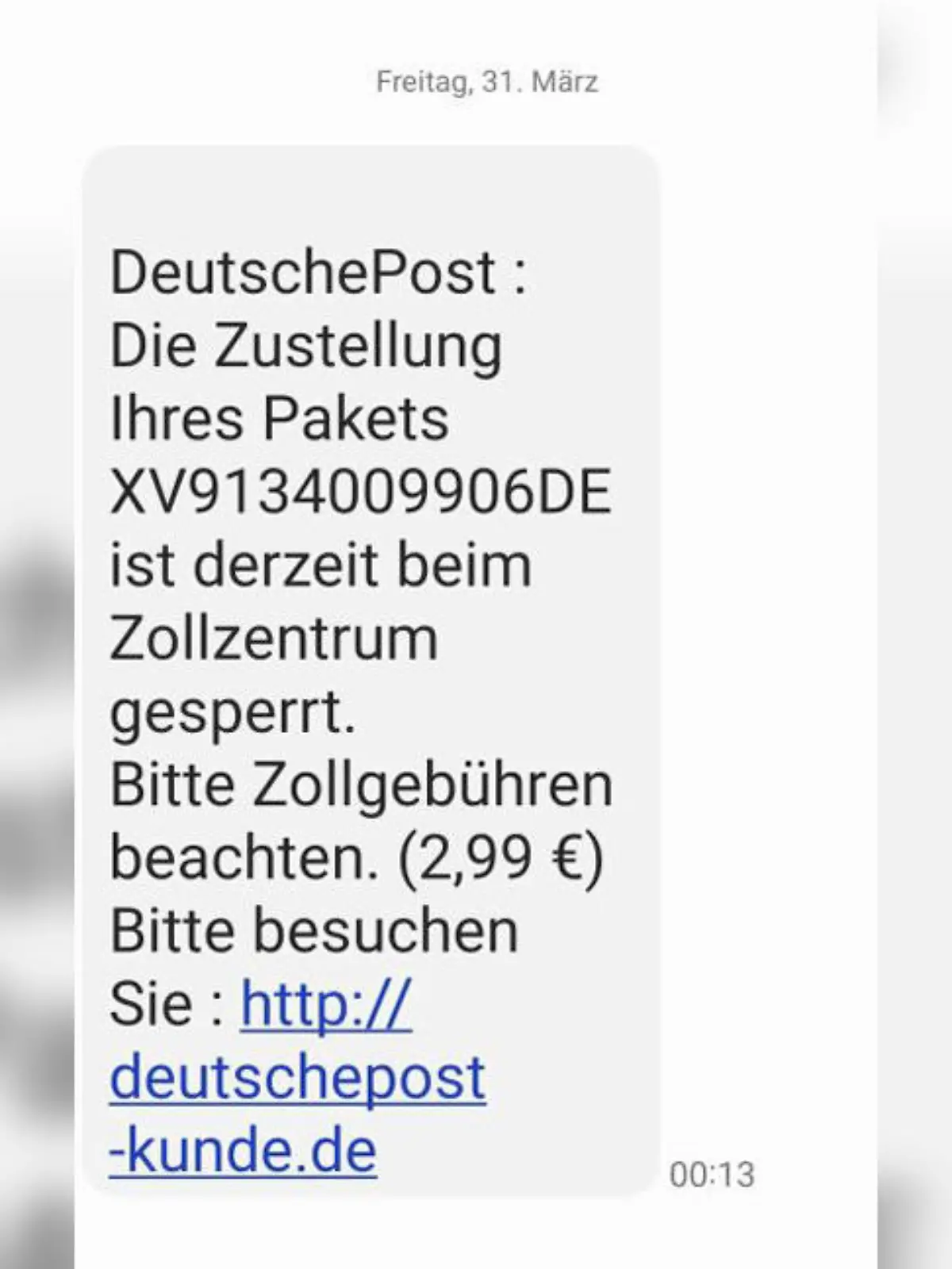Der Zoll warnt vor diesen gefakten Handy-Nachrichten.