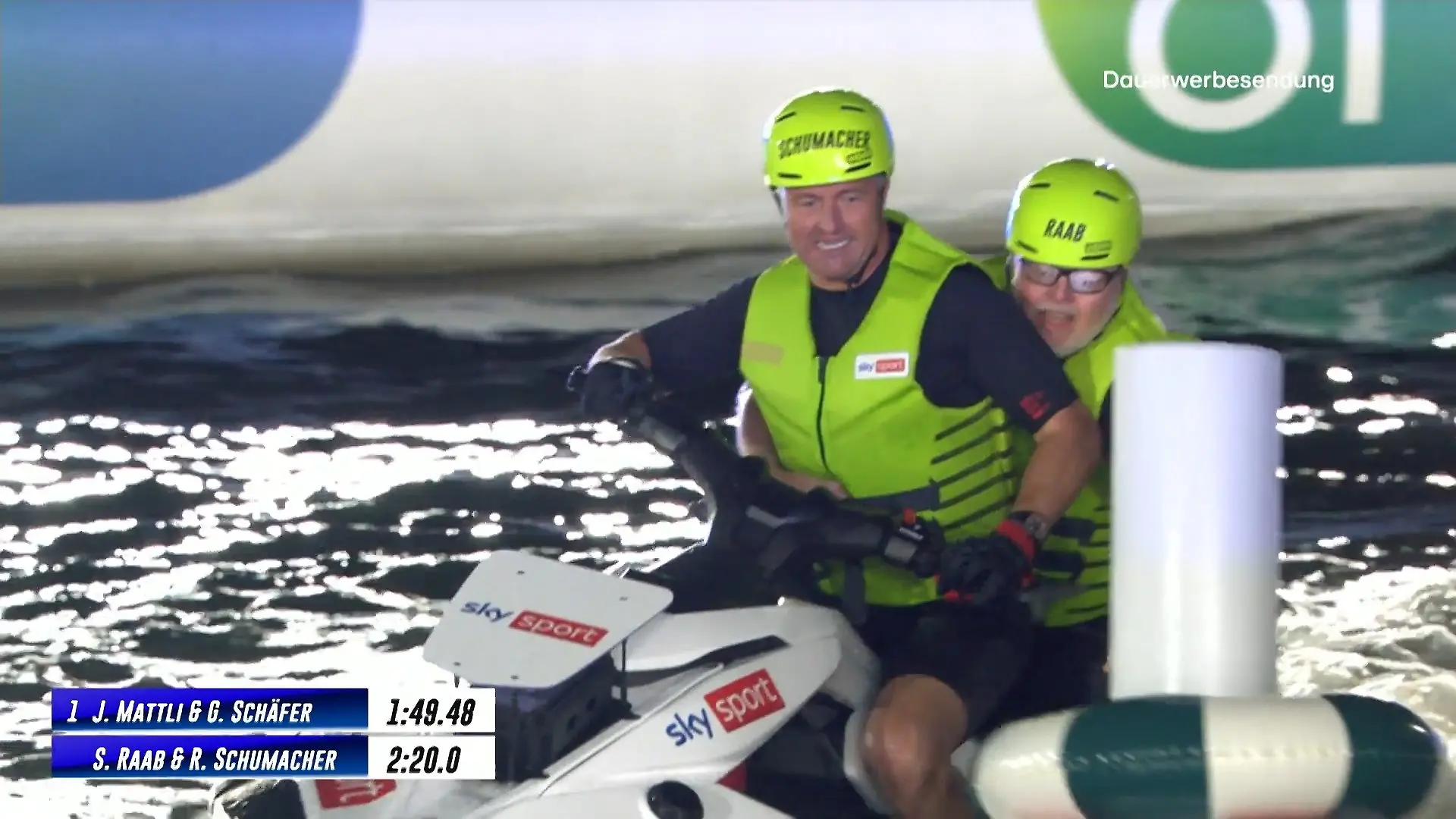 Hier gehen Stefan Raab und Ralf Schumacher baden Team Challenge bei der „Jetski Star WM”