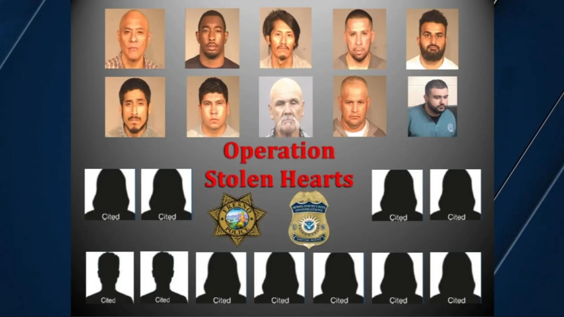 21 Männer wurden in Fresno von der Polizei festgenommen.