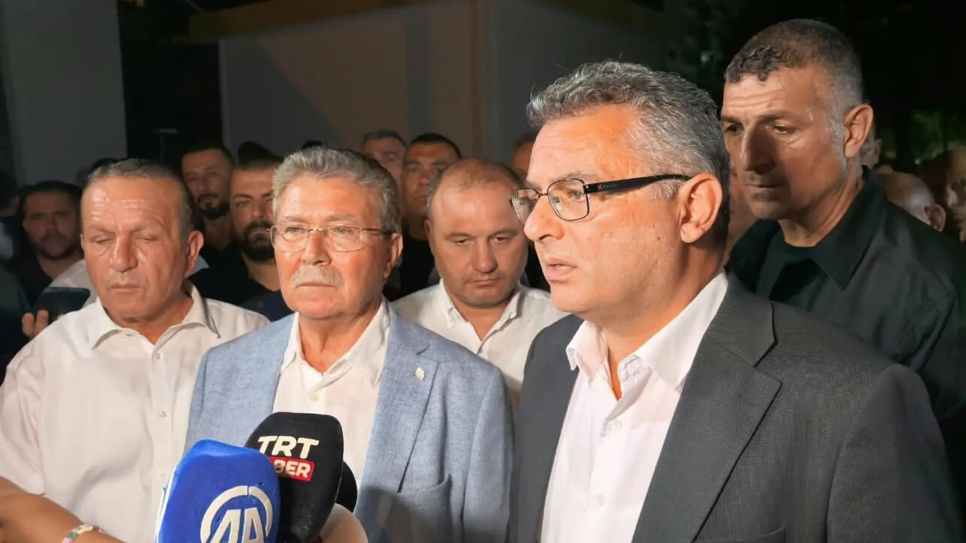 KYRENIA, TRNC - AUGUST 30: President of the Turkish Republic of Northern Cyprus (TRNC), Tufan Erhurman, delivers a statement regarding the passenger vessel that capsized off the coast of Kyrenia, in Kyrenia, TRNC, on August 30, 2026. President Erhurman briefed members of the press on the ongoing multi-agency search and rescue efforts, emergency response operations, and the status of the surviving passengers. Ali Ruhluel / Anadolu