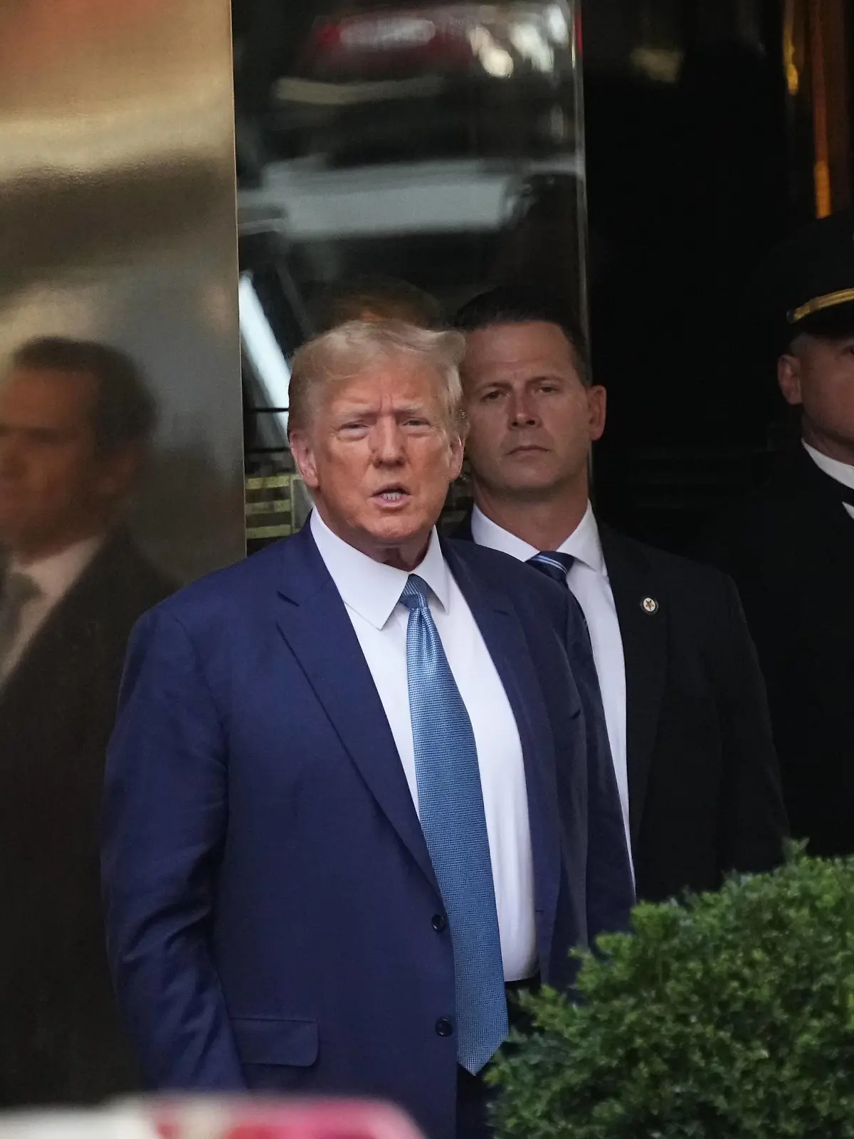 Former President Donald Trump is seen leaving Trump Tower on Thursday, April 13, 2023 in New York City. Trump is scheduled to sit for a second deposition as part of New York Attorney General Letitia James $250 million civil fraud lawsuit. PUBLICATIONxINxGERxSUIxAUTxHUNxONLY NYP20230413708 JohnxNacion