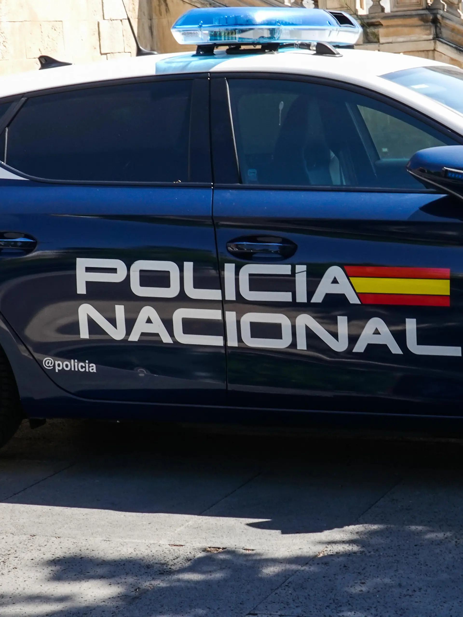 A police car is seen in Madrid, Spain, on August 11, 2026. (Photo by JPix/NurPhoto)