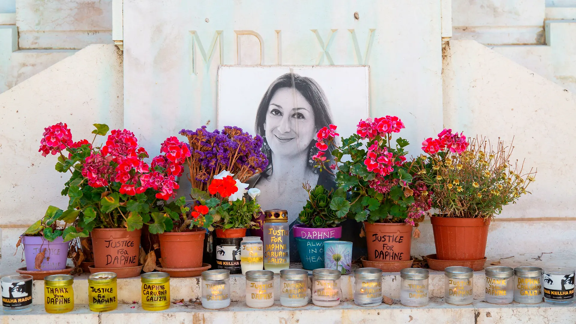 Memorial for Daphne Caruana Galizia outside the Law Courts, Valetta, Malta