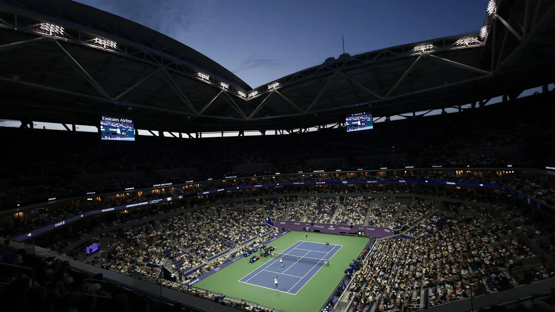 Ganz besondere Atmosphäre im Arthur Ashe Stadium.