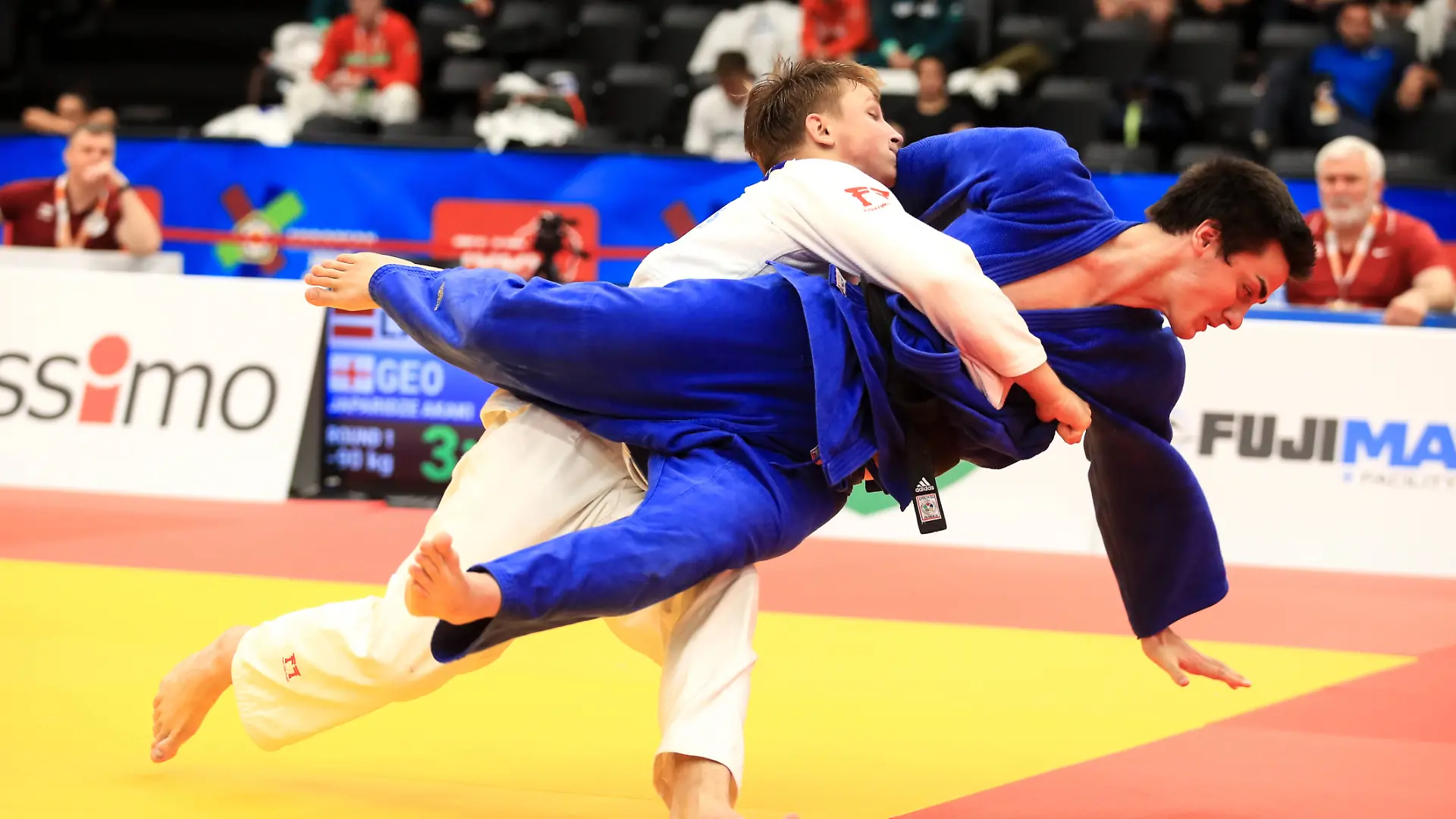 JUDO - EJU Junior European Cup 2022 GRAZ,AUSTRIA,05.JUN.22 - JUDO - EJU, Junior European Cup, men. Image shows Maksims Duinovs LAT and Akaki Japaridze GEO. PUBLICATIONxNOTxINxAUTxSUIxSWE GEPAxpictures/xMarioxBuehner