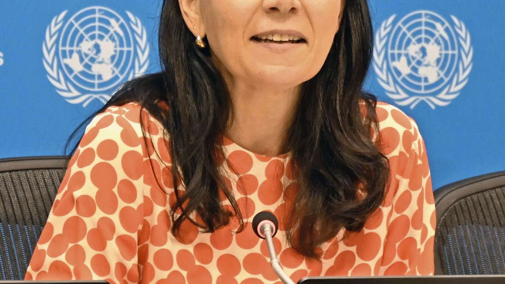 U.N. General Assembly President Annalena Baerbock holds a press conference at the U.N. headquarters in New York on Sept. 3, 2026. (Kyodo)