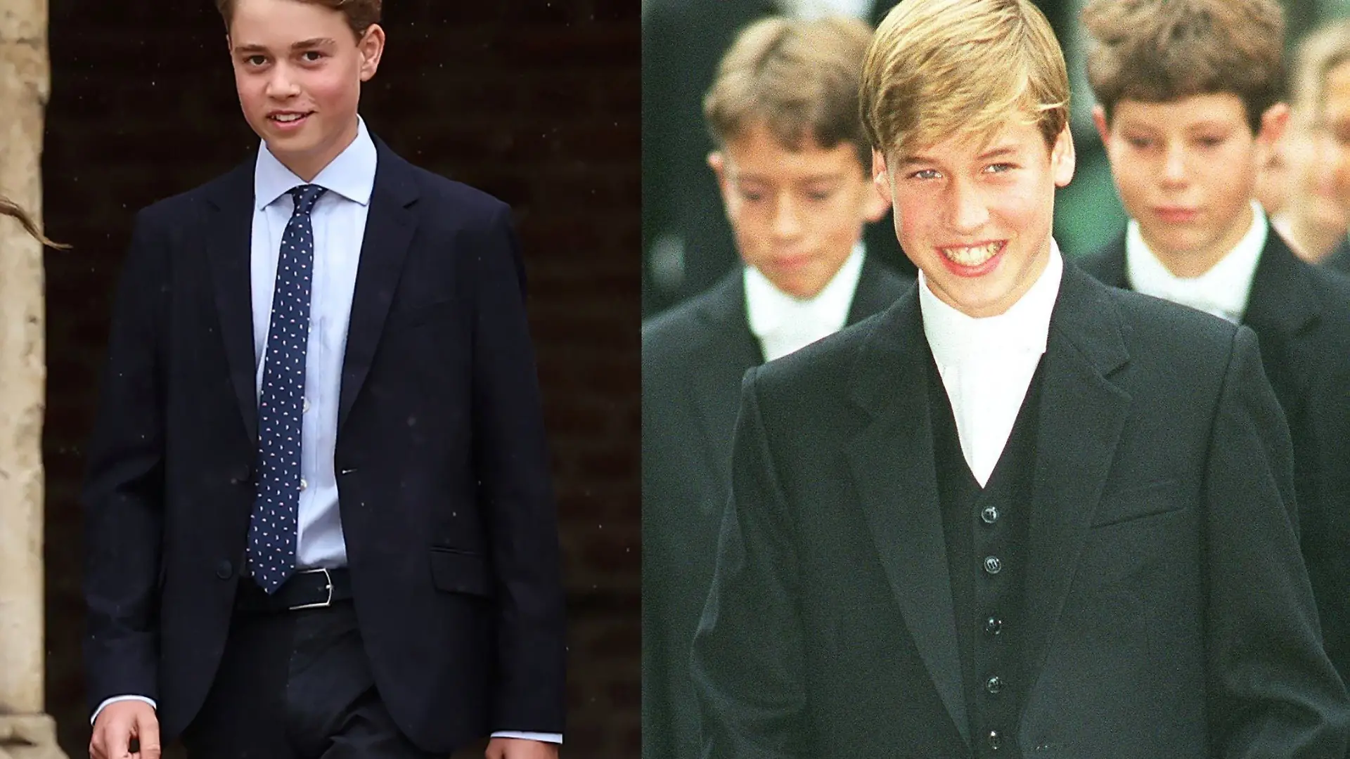 Prinz George (l.) und Prinz William (r.) am Tag ihrer Einschulung in Eton
