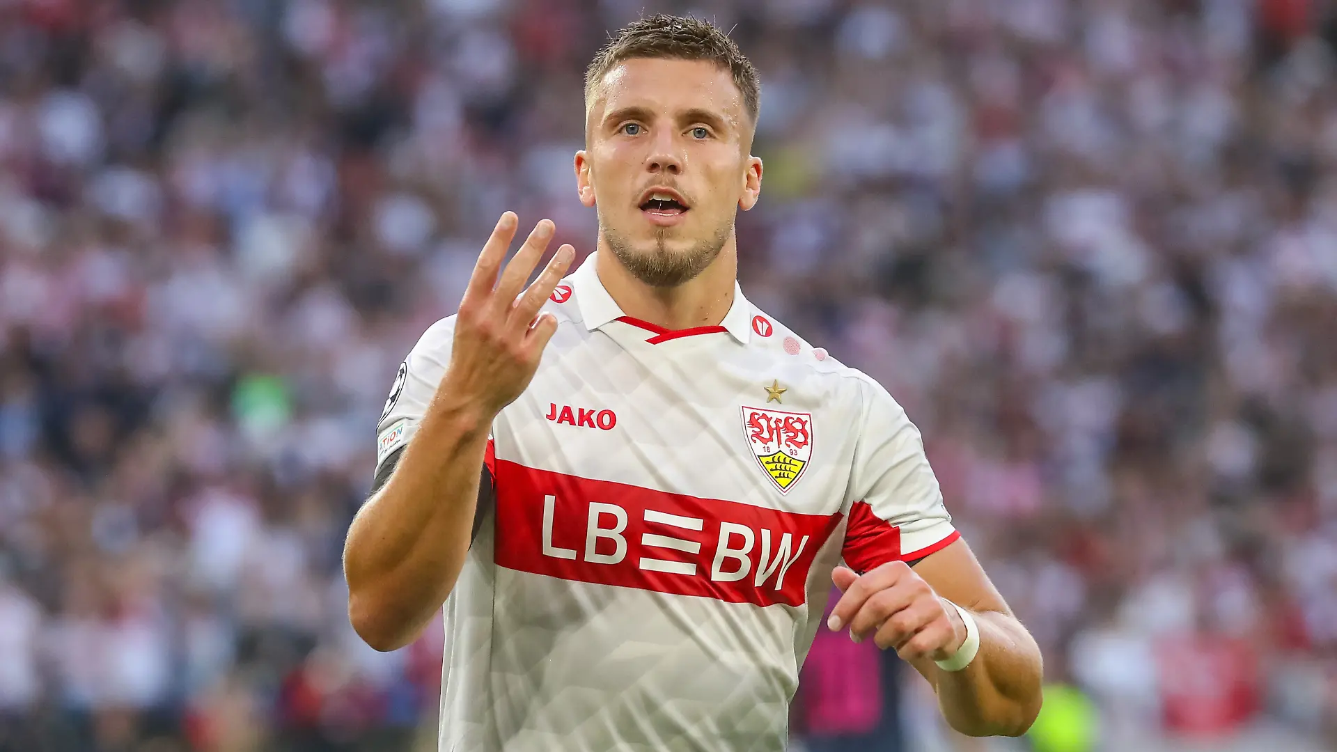 Deutschland, Stuttgart, 09.09.2026, Fussball, UEFA Champions League, Saison 2026/2027, VfB Stuttgart - Viking Stavanger: Ermedin Demirovic (VfB Stuttgart), Jubel Tor 3:1 Demirovic. Foto: Pressefoto Rudel/Herbert Rudel
