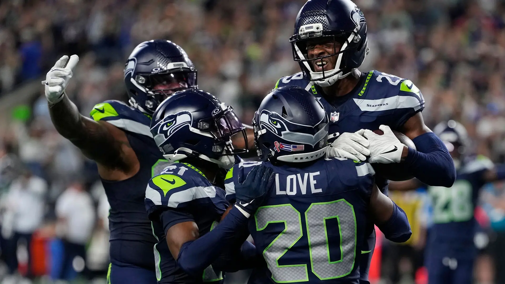 Die Seahawks ließen nach dem entscheidenden Ballgewinn der Freude freien Lauf.
