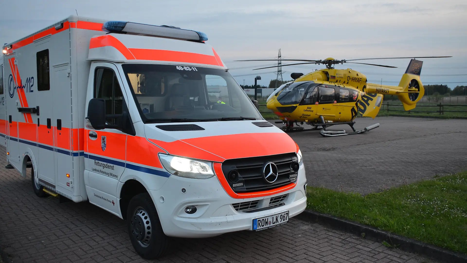 Rettungshubschrauber vor Ort