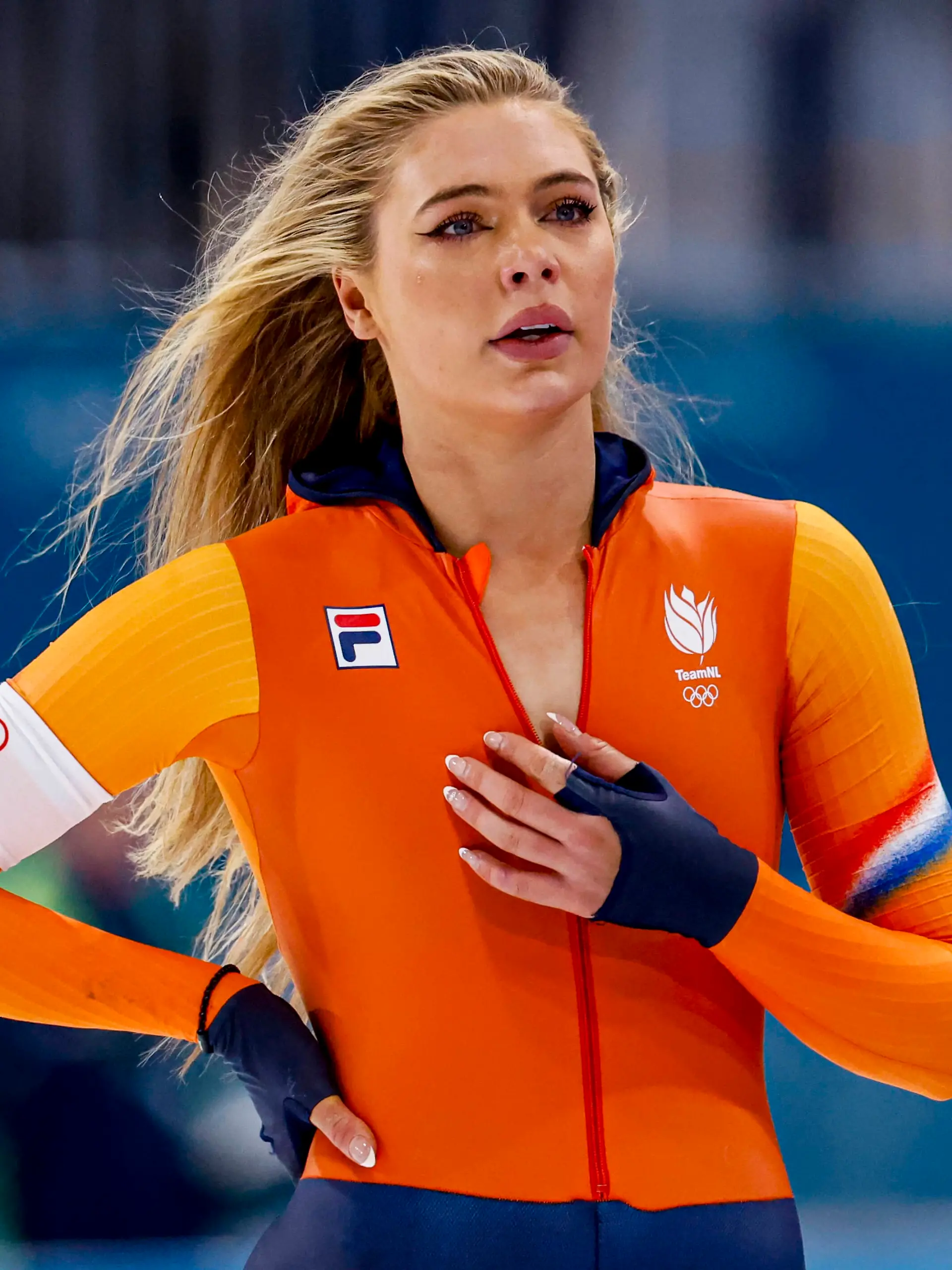 Jutta Leerdam of the Netherlands looks on after competing on the Speed Skating Women's 500m on day nine of the Milano Cortina 2026 Winter Olympics at Milano Speed Skating Stadium on February 15, 2026 in Milan, Italy. (Photo by Henk Jan Dijks/Marcel ter Bals/DeFodi Images)