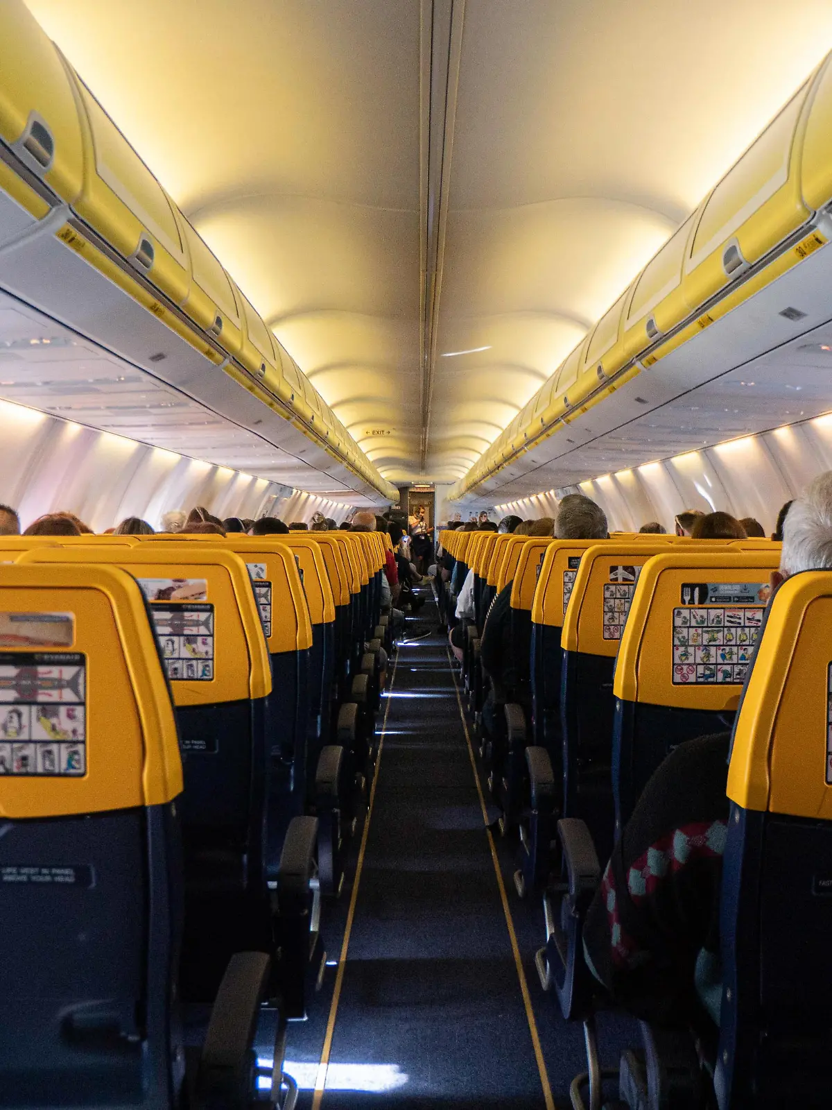 Blick in die Flugzeugkabine. Für die Einreise in einige Urlaubsländer brauchen Passagiere keinen negativen Corona-Test mehr. Ist das nicht zu gefährlich?
