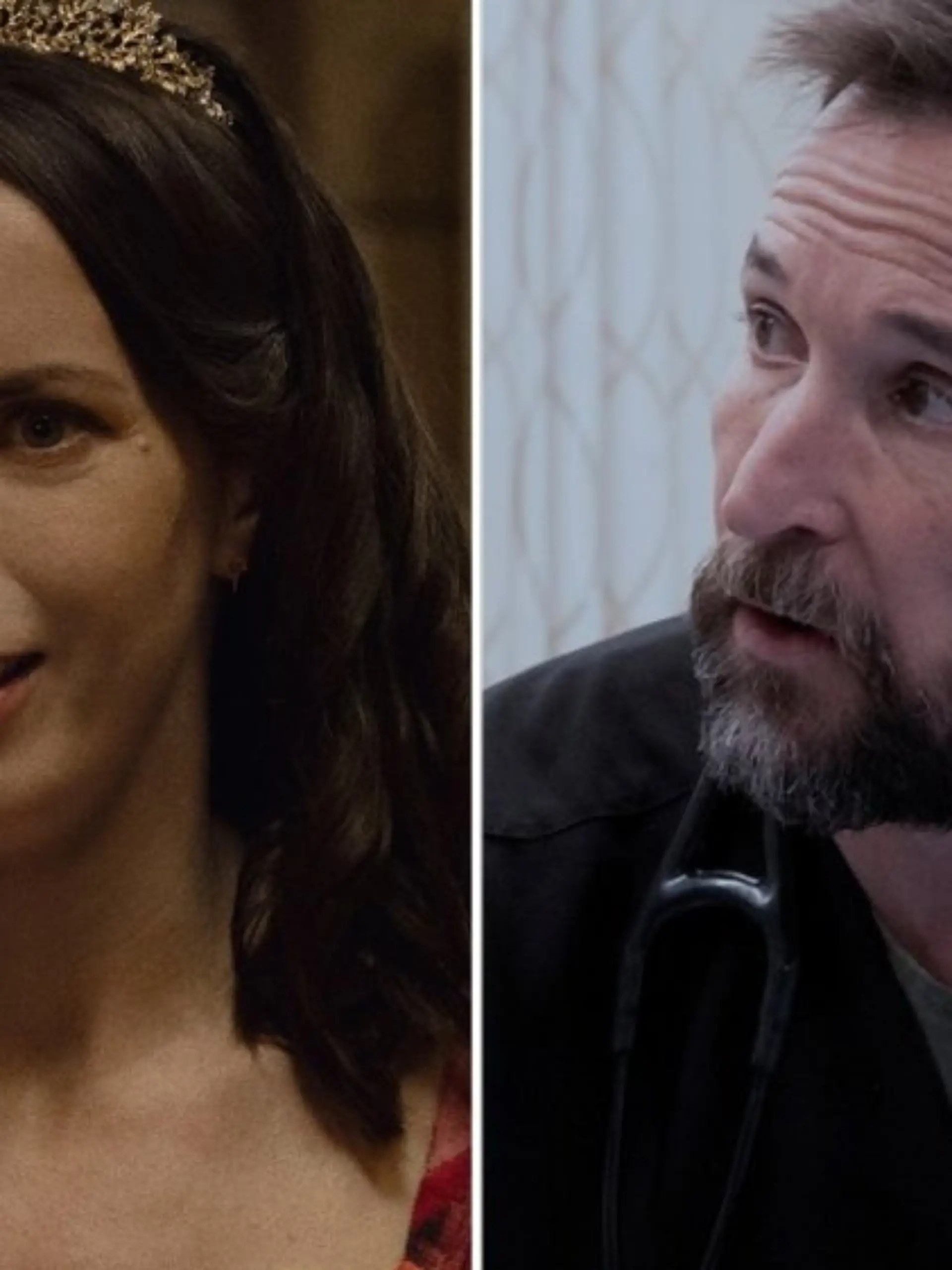 Kate O'Flynn in "Widow's Bay", daneben Noah Wyle in "The Pitt".