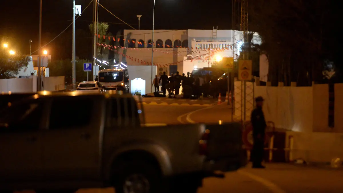 Djerba, Tunisia, 09 May 2023: An attack near a synagogue in Tunisia killed two security officers and two visitors on Tuesday the government said amid an annual pilgrimage to the island of Djerba that draws hundreds of Jews from Europe. (Yassine Mahjoub/SIPA)//MAHJOUBYASSINE_Sipa.19361/Credit:Yassine Mahjoub/SIPA/2305100423