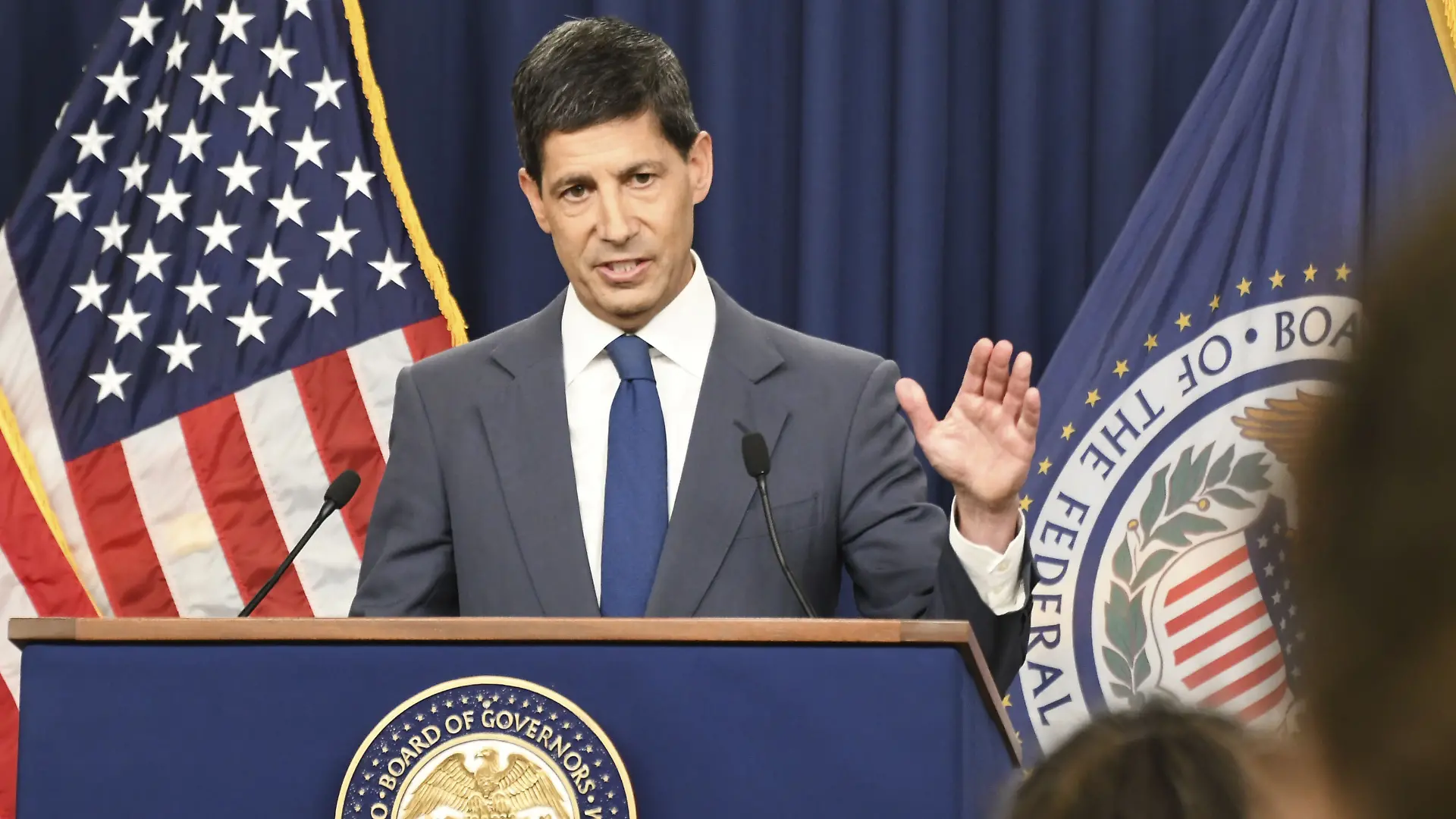 U.S. Federal Reserve Chairman Kevin Warsh holds a press conference after the Fed left its benchmark interest rate unchanged during a two-day meeting of the Federal Open Market Committee in Washington on July 29, 2026. (Kyodo)