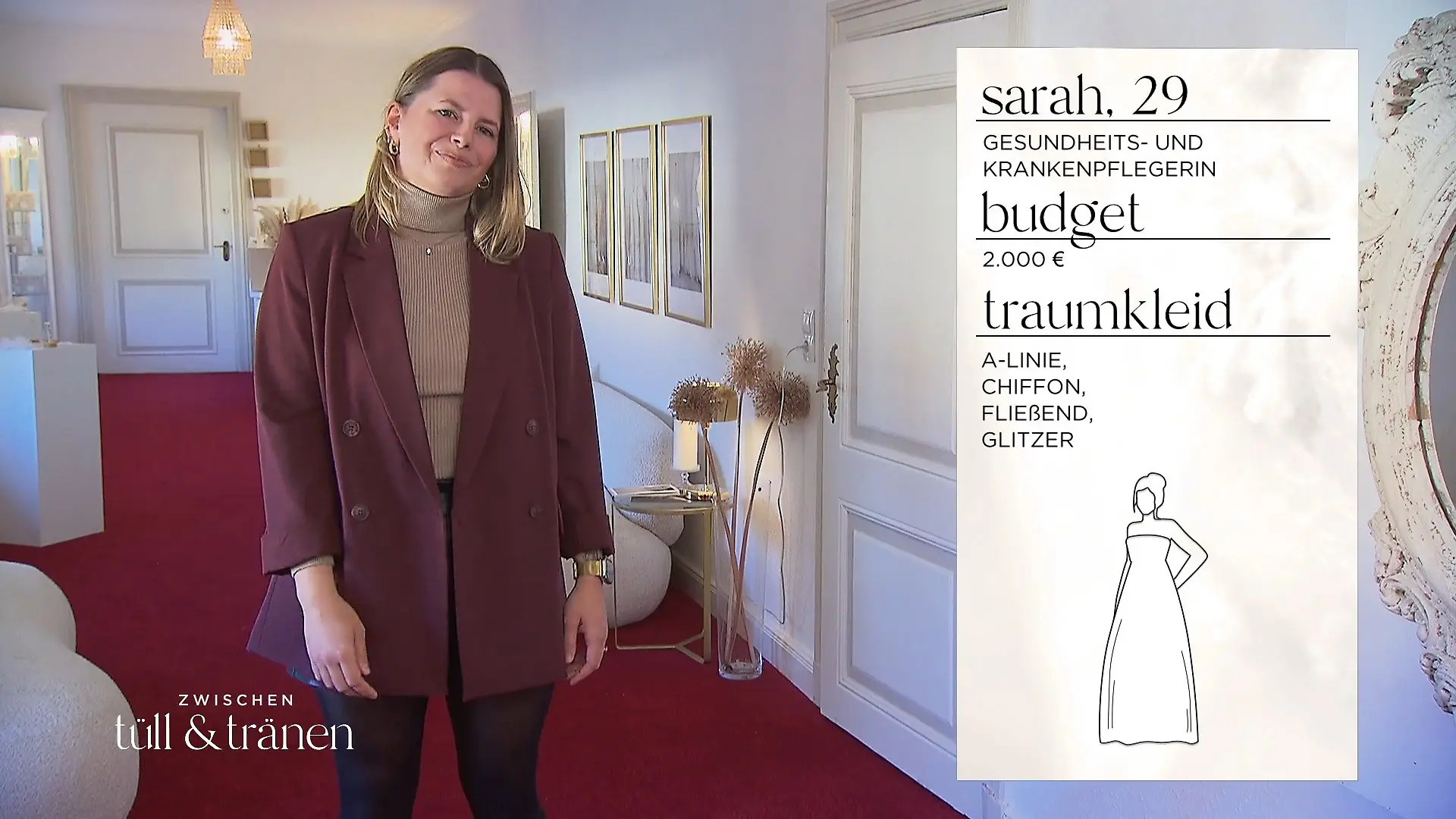 Braut Sarah sucht ein Chiffon-Kleid Leicht & fließend