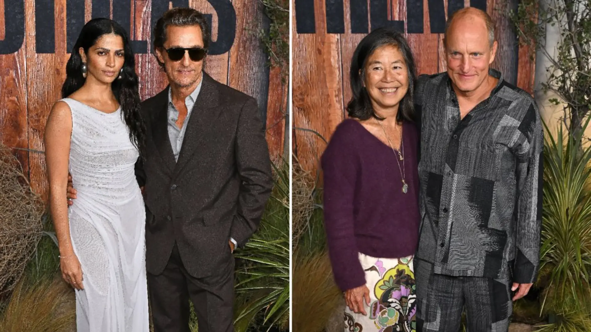 Matthew McConaughey posierte mit Ehefrau Camila Alves (l.). Woody Harrelson ließ sich mit Ehefrau Laura Louie ablichten.