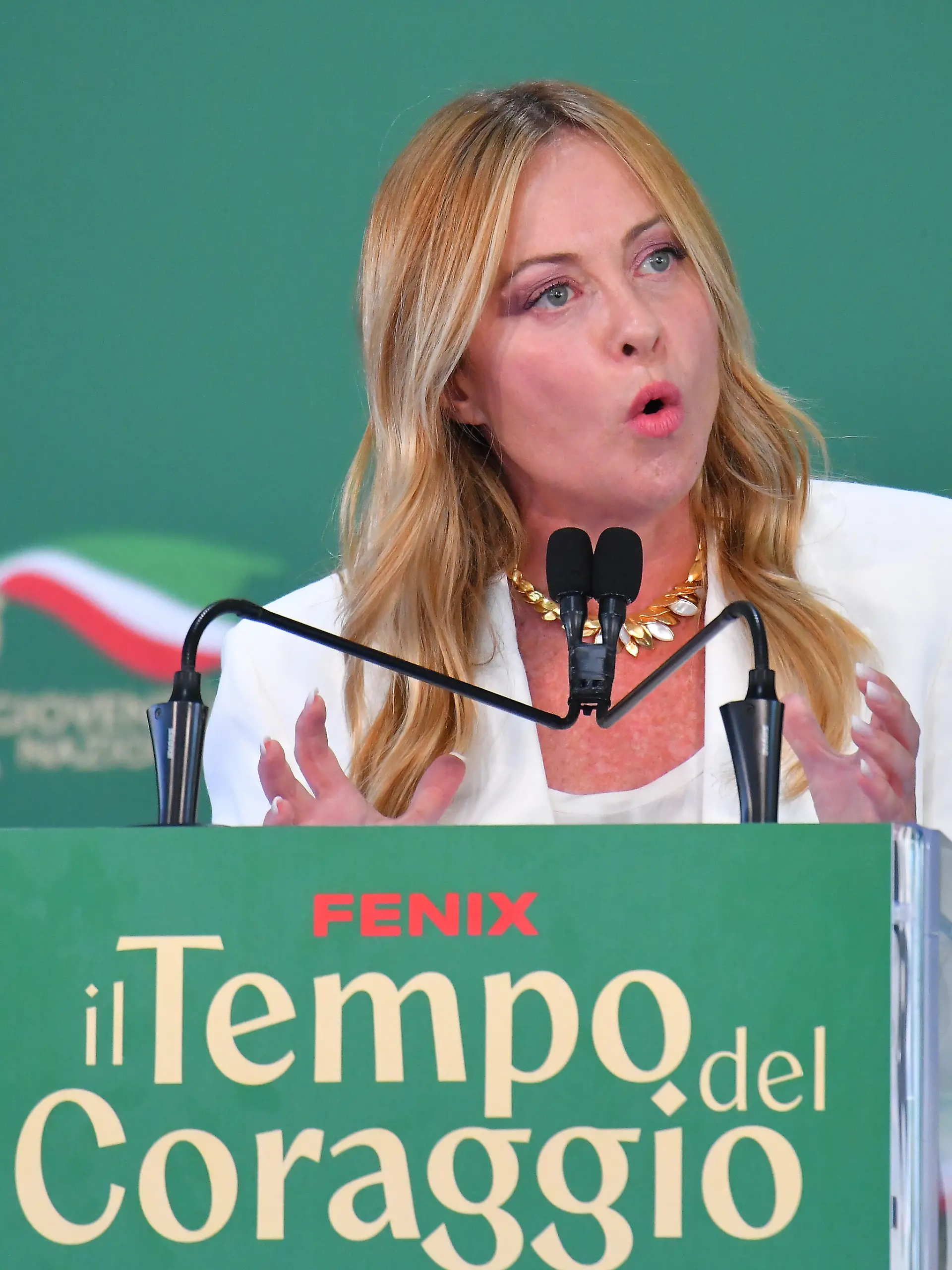 Rome, Italy: IPA88758658 - Giorgia Meloni (Italian Prime Minister) attends the Fenix ??event - âThe Time of Courage,â organized by Gioventu Nazionale, the youth wing of the Italian political party Fratelli d'Italia â at the Laghetto dell'Eur on September 20, 2026, in Rome, Italy (Credit Image: © Roberto Bettacchi/IPA via ZUMA Press