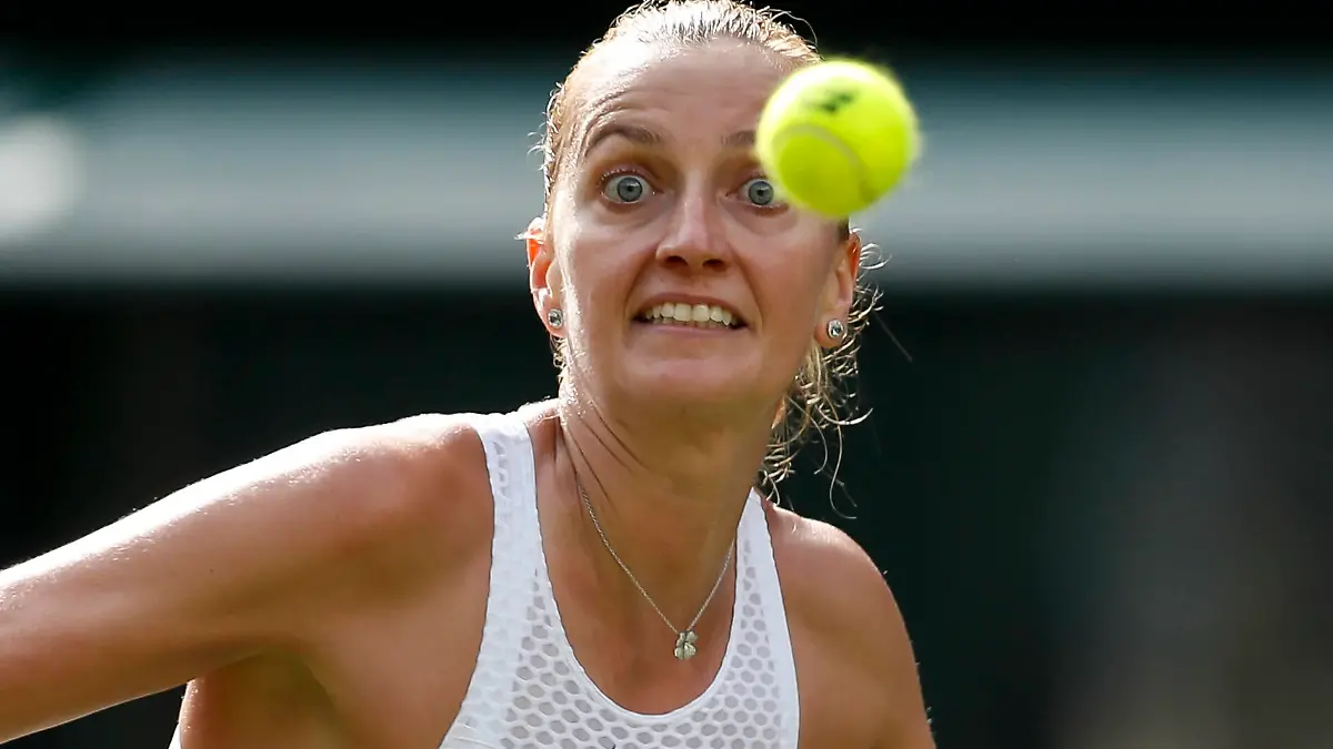210629 -- LONDON, June 29, 2021 -- Petra Kvitova of Czech Republic competes during the women s singles first round match between Sloane Stephens of the United States and Petra Kvitova of Czech Republic at the 2021 Wimbledon Tennis Championships in London, Britain, on June 28, 2021. SPBRITAIN-LONDON-TENNIS-WIMBLEDON-DAY 1 HanxYan PUBLICATIONxNOTxINxCHN