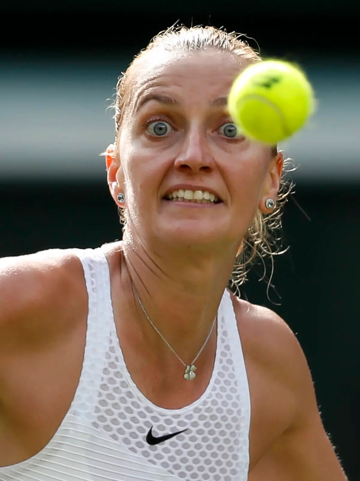  210629 -- LONDON, June 29, 2021 -- Petra Kvitova of Czech Republic competes during the women s singles first round match between Sloane Stephens of the United States and Petra Kvitova of Czech Republic at the 2021 Wimbledon Tennis Championships in London, Britain, on June 28, 2021.  SPBRITAIN-LONDON-TENNIS-WIMBLEDON-DAY 1 HanxYan PUBLICATIONxNOTxINxCHN