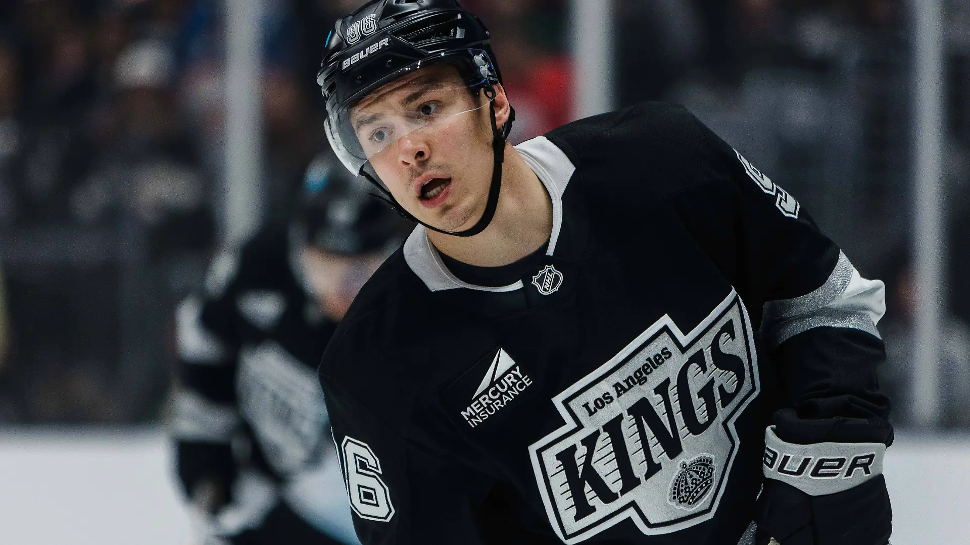 April 23, 2025, Los Angeles, California, USA: ANDREI KUZMENKO of the NHL, Eishockey Herren, USA s Los Angeles Kings skates during warmups before a game against the Edmonton Oilers at Crypto.com Arena in Los Angeles, California on April 23, 2025. Los Angeles USA - ZUMAc239 20250423_zsp_c239_009 Copyright: xAlexxCavex