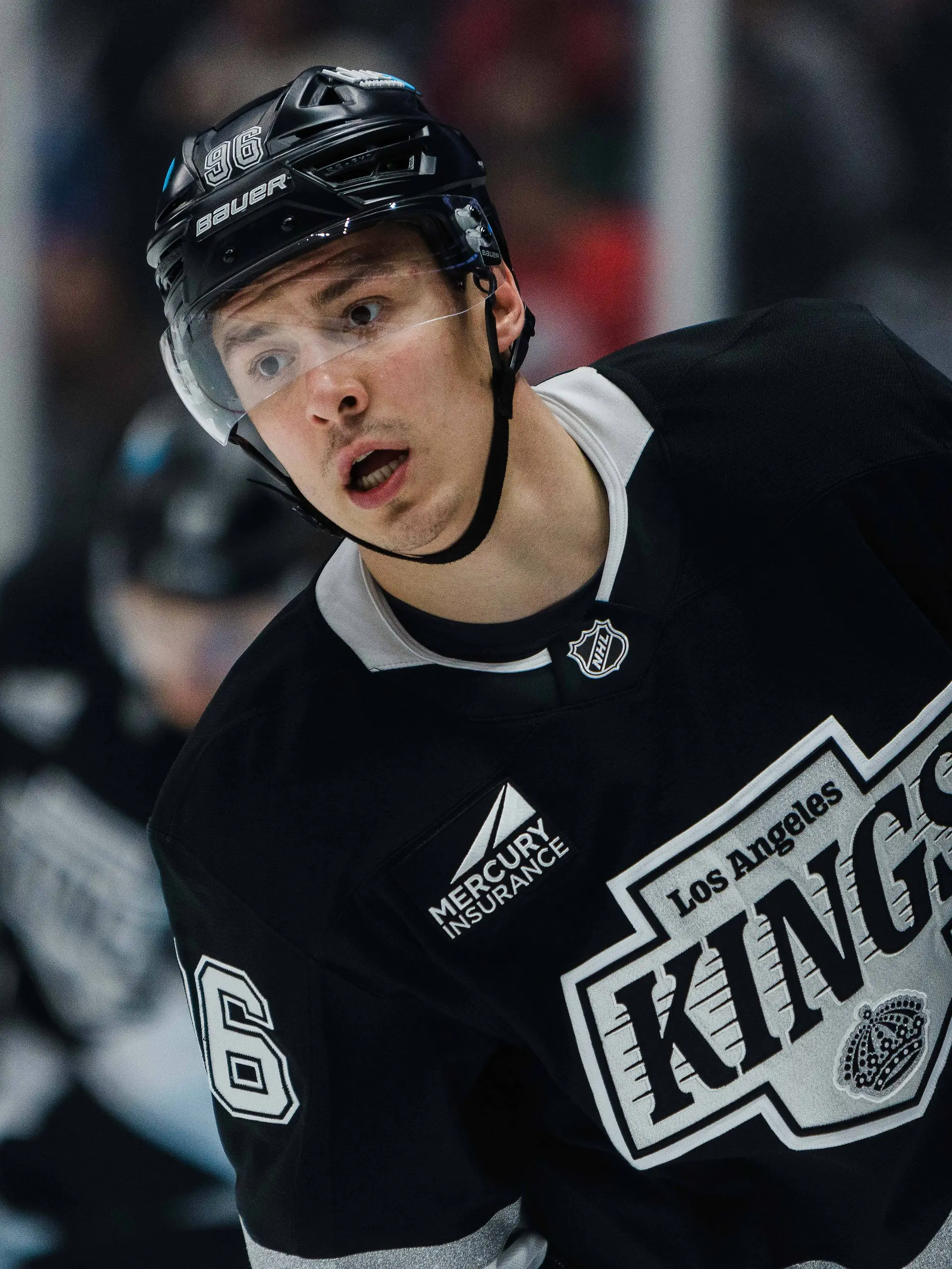 April 23, 2025, Los Angeles, California, USA: ANDREI KUZMENKO of the NHL, Eishockey Herren, USA s Los Angeles Kings skates during warmups before a game against the Edmonton Oilers at Crypto.com Arena in Los Angeles, California on April 23, 2025. Los Angeles USA - ZUMAc239 20250423_zsp_c239_009 Copyright: xAlexxCavex