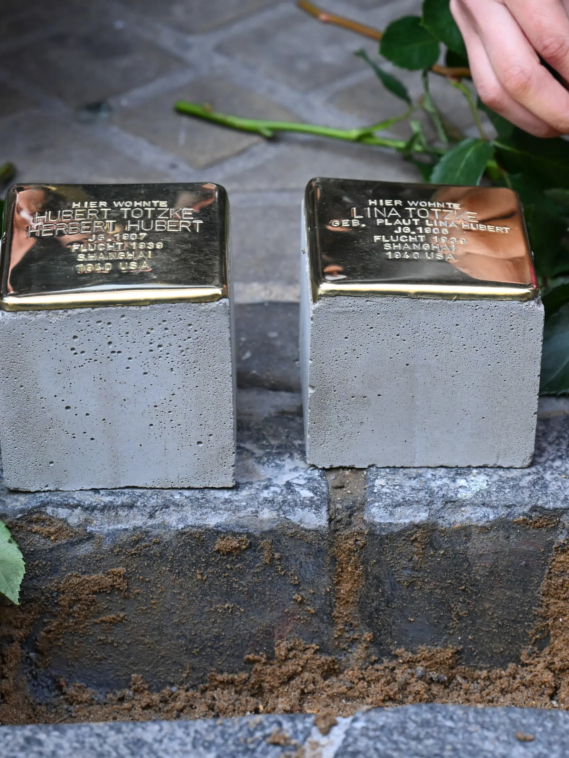 ARCHIV - 21.04.2026, Sachsen-Anhalt, Halle (Saale): Zwei neue Stolpersteine werden im Stadtzentrum zum Gedenken an das Ehepaar Hubert und Lina Totzke verlegt. (Archivbild) (zu dpa: «CDU und AfD wollen Stolpersteine in Heidenau ablehnen») Foto: Hendrik Schmidt/dpa +++ dpa-Bildfunk +++