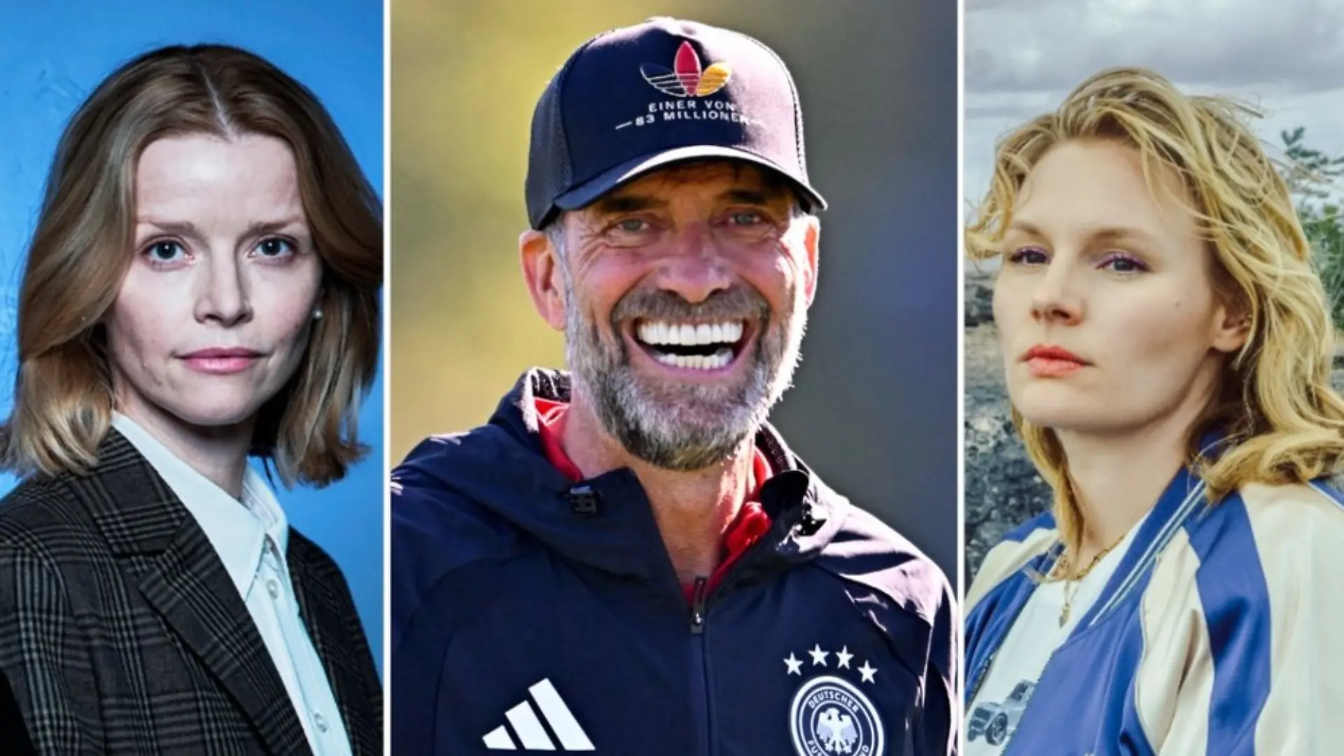 Spannendes Sonntagsprogramm: Kiel-"Tatort" mit Karoline Schuch (11. und 18.10.), UEFA Nations League mit Bundestrainer Jürgen Klopp (27.9.) und der Franken-"Tatort" mit Rosalie Thomass (25.10., r.).