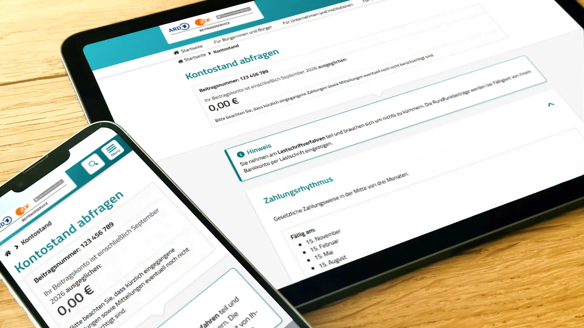 Wer die Zahlungen seines Rundfunkbeitrags im Blick behalten möchte, kann unter rundfunkbeitrag.de/kontostand jetzt seinen Kontostand online abrufen. /