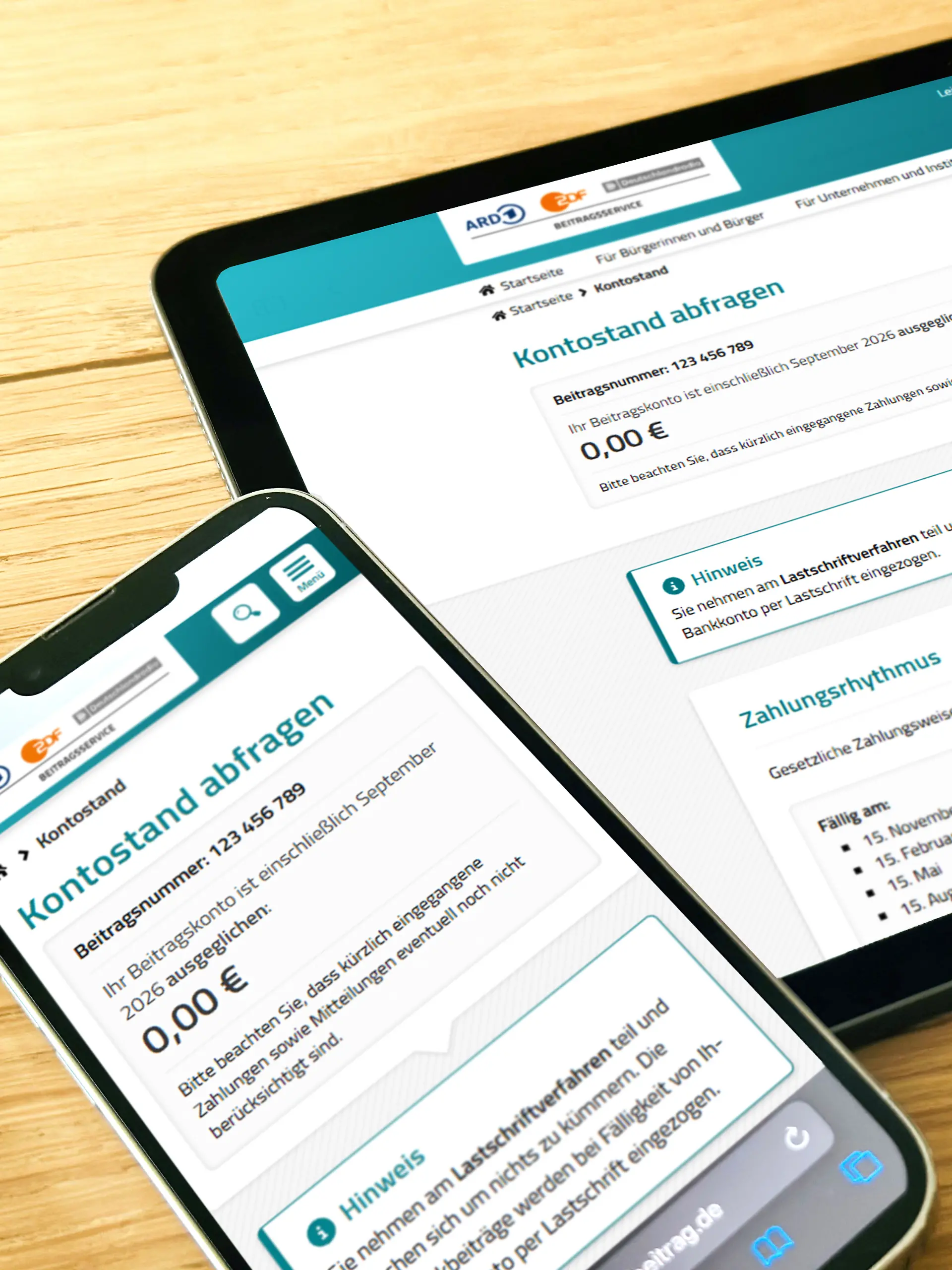 Wer die Zahlungen seines Rundfunkbeitrags im Blick behalten möchte, kann unter rundfunkbeitrag.de/kontostand jetzt seinen Kontostand online abrufen. /