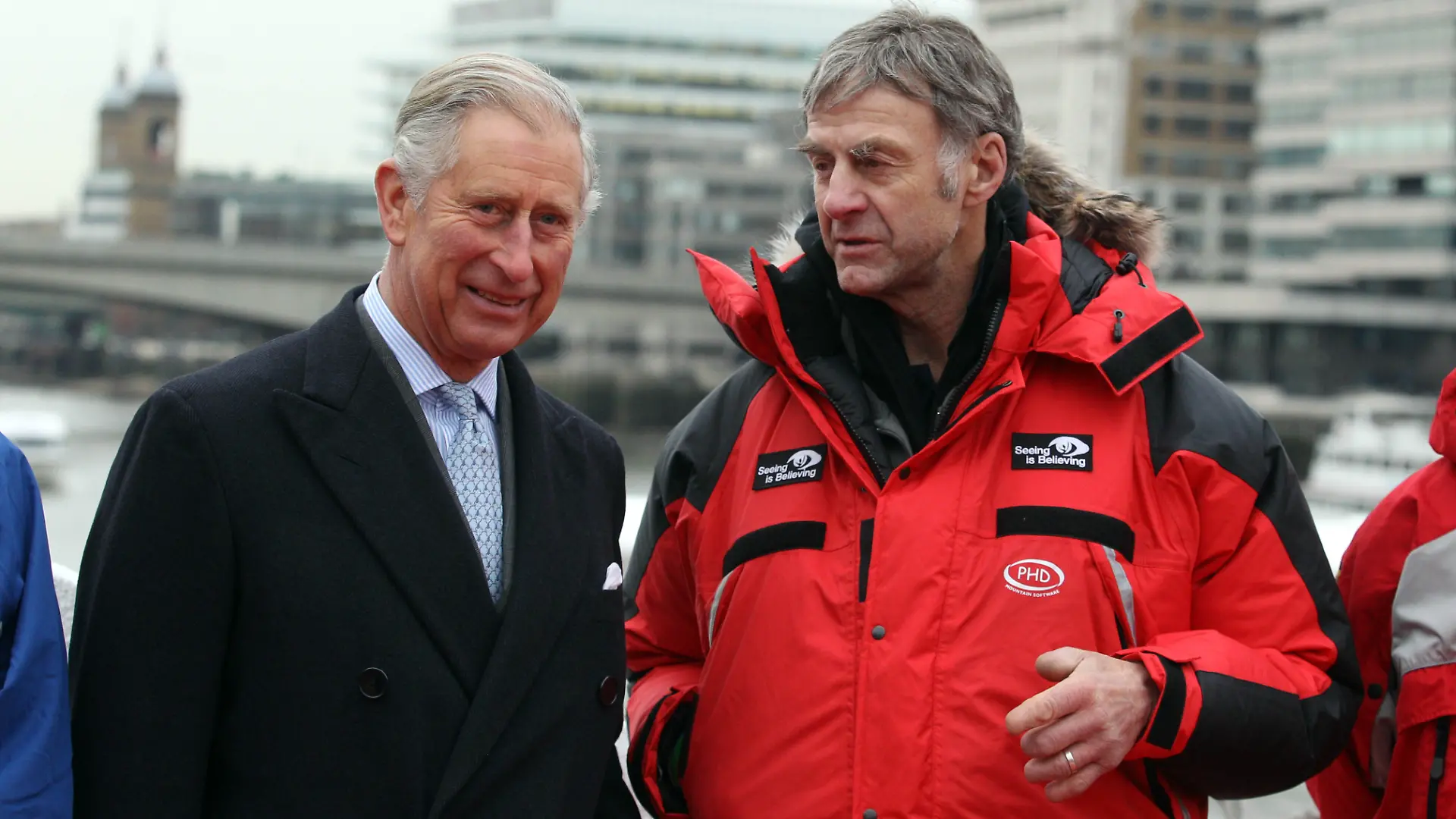 Coldest Journey on Earth expedition. The Prince of Wales with Sir Ranulph Fiennes aboard the SA Agulhas, where he is meeting members of 'The Coldest Journey' expedition, a bid to cross the Antarctic in winter led by Sir Ranulph. Picture date: Thursday December 6, 2012. See PA story ADVENTURE Antarctic. Photo credit should read: Lewis Whyld/PA Wire URN:15323260