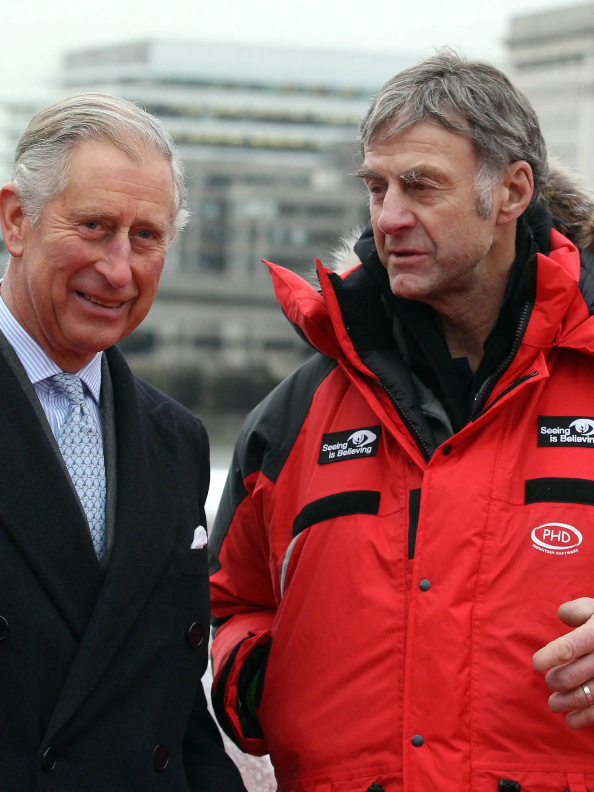 Coldest Journey on Earth expedition. The Prince of Wales with Sir Ranulph Fiennes aboard the SA Agulhas, where he is meeting members of 'The Coldest Journey' expedition, a bid to cross the Antarctic in winter led by Sir Ranulph. Picture date: Thursday December 6, 2012. See PA story ADVENTURE Antarctic. Photo credit should read: Lewis Whyld/PA Wire URN:15323260