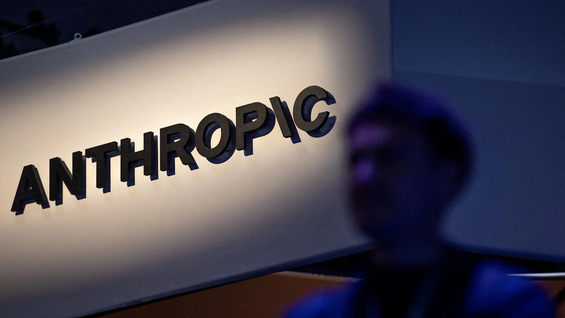 FILE PHOTO: An Anthropic logo is displayed at Moscone Center during the Dreamforce 2026 technology summit in San Francisco, California, US, September 17, 2026. REUTERS/Carlos Barria/File Photo