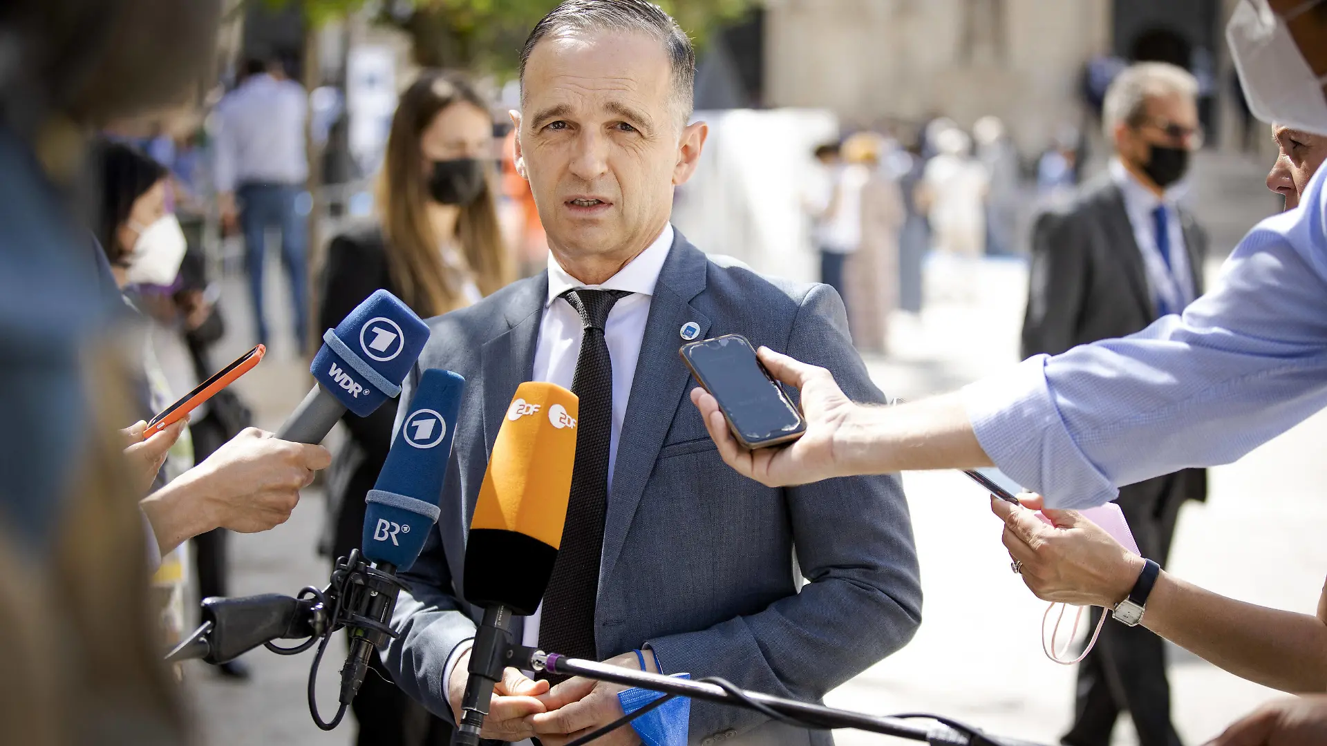 Heiko Maas, Bundesaussenminister, aufgenommen im Rahmen eines Pressestatements vor einer Arbeitssitzung der G20-AussenministerInnen in Matera. Matera, 29.06.2021. Matera Italy *** Heiko Maas, Federal Minister of Foreign Affairs, in the context of a press statement before a working meeting of the G20 Foreign Ministers in Matera Matera, 29 06 2021 Matera Italy Copyright: xJaninexSchmitz/photothek.dex