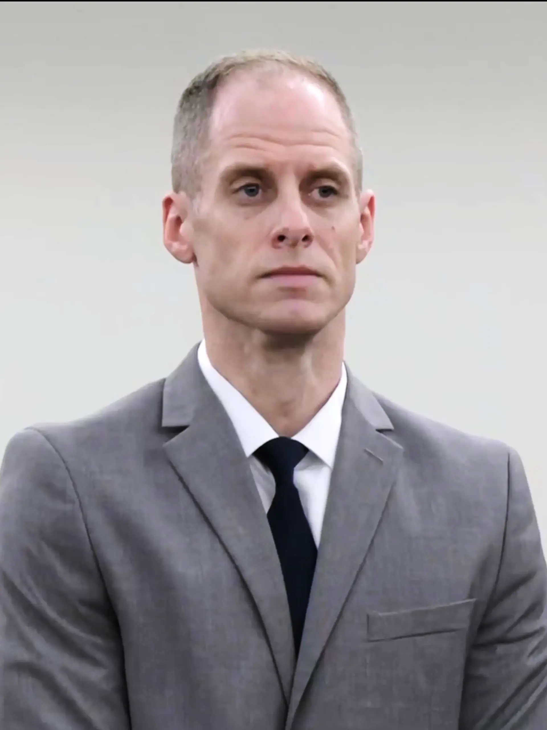 This image taken from pool court video shows 40-year-old Caleb Flynn listening to the judge reading out the jury’s verdict at the Miami County Court of Common Pleas on Tuesday, Sept. 29, 2026, in Troy, Ohio.