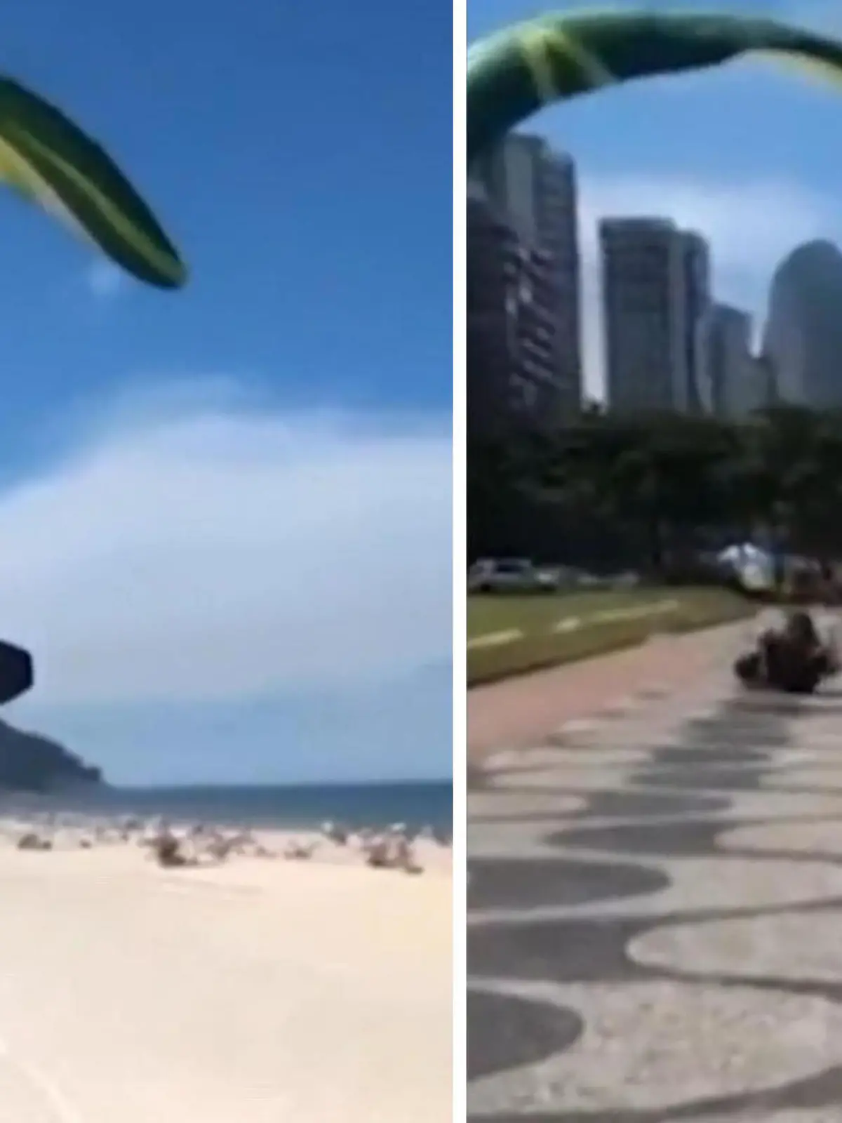 Ein Gleitschirmflieger ist am Strand von Rio de Janeiro von seinem geplanten Landepunkt abgekommen - und in eine 44-jährige Frau gekracht. Den Schock-Moment sehen Sie im Video.