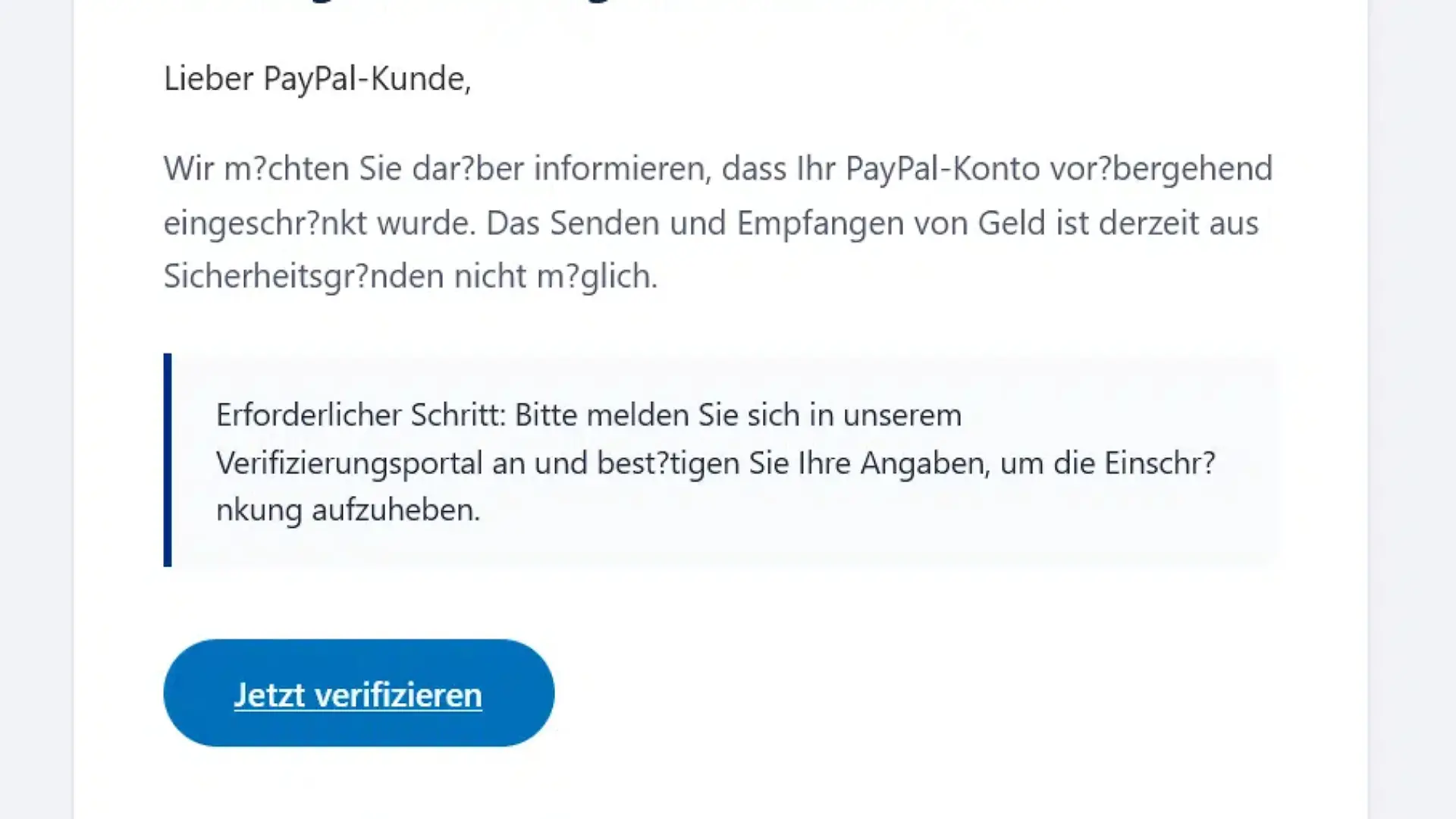 Paypal Scam mit Phishing-Mail 